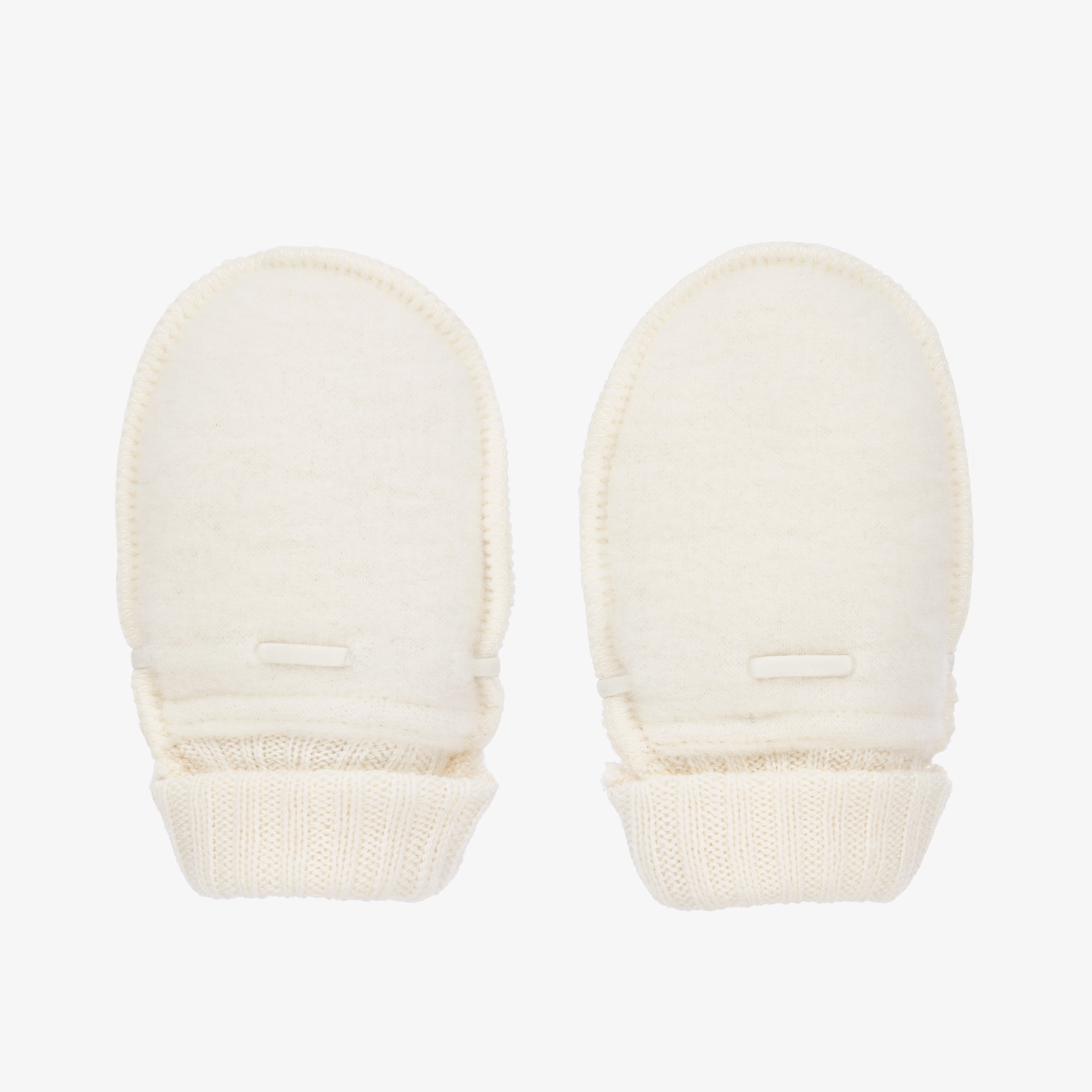 Beige Merino Wool Baby Mittens - View 2
