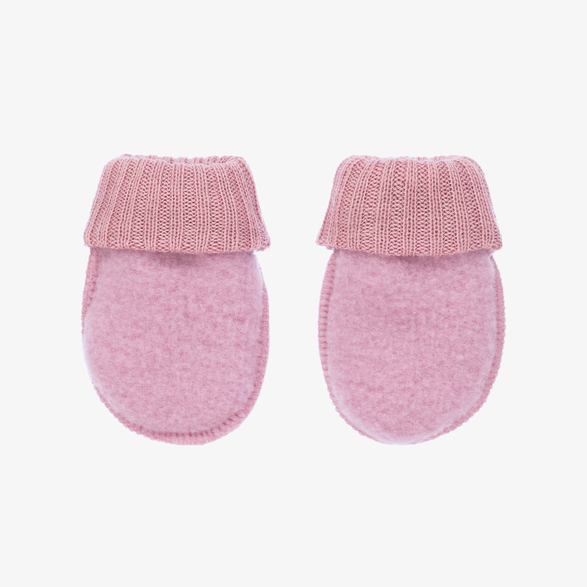 Dark Pink Merino Wool Mittens - View 2