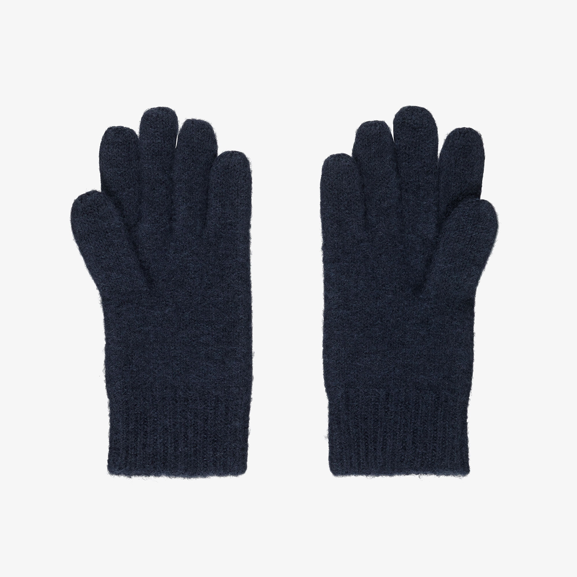 Navy Blue Merino Wool Gloves - View 2