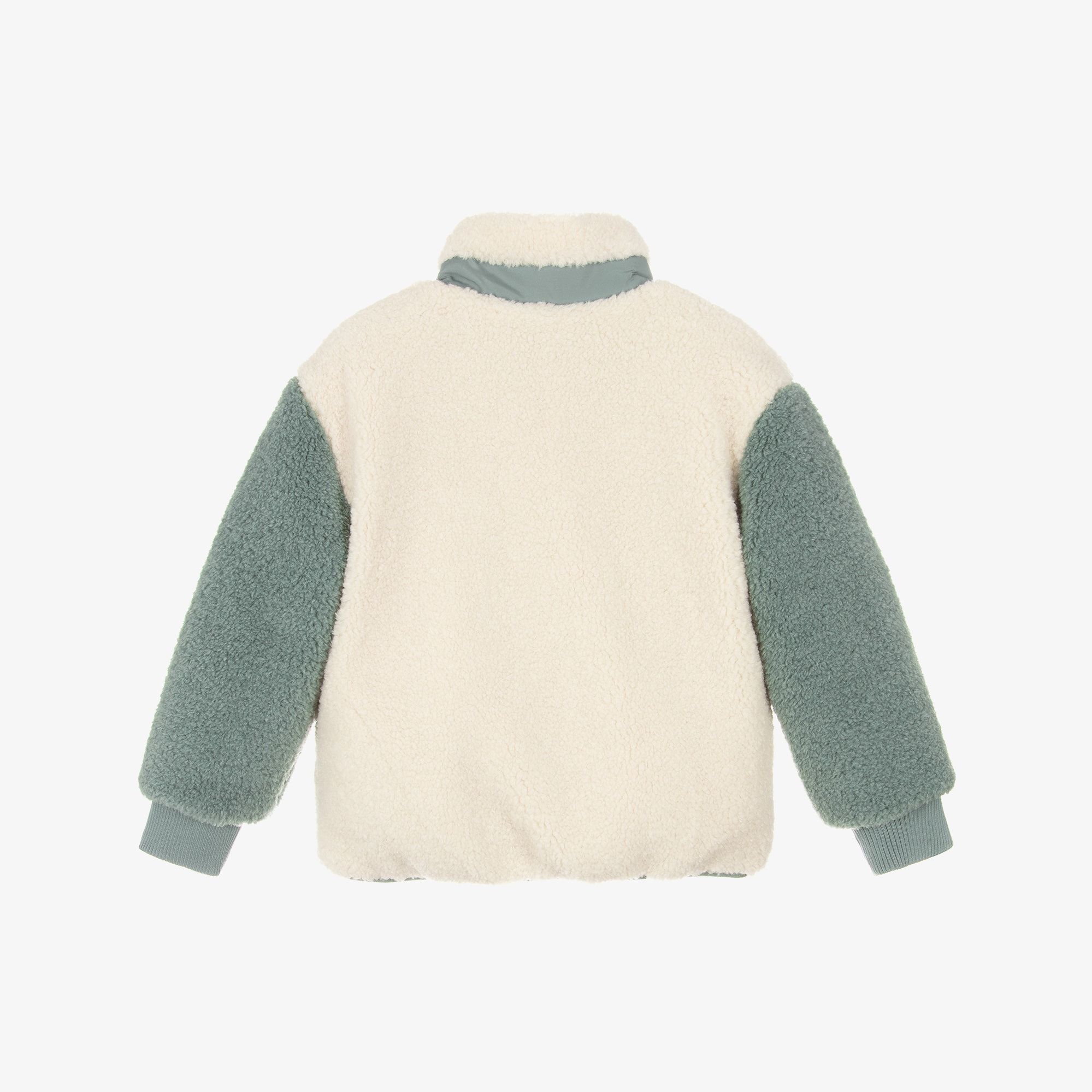 Green & Ivory Reversible Sherpa Jacket - View 4