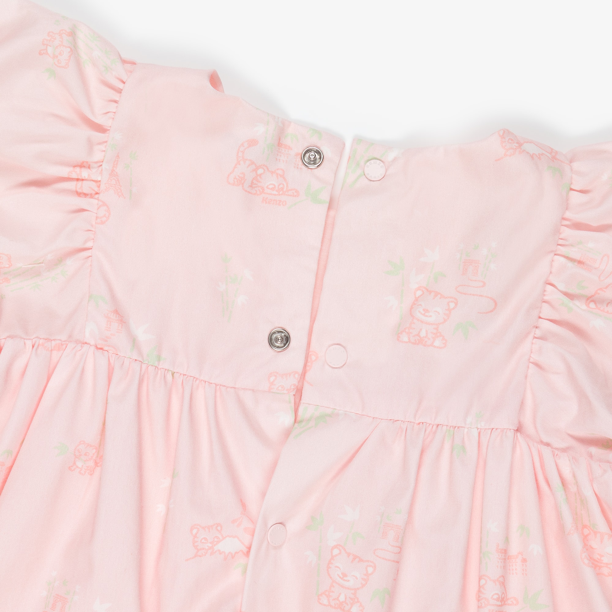 Baby Girls Pale Pink Cotton Dress with Baby Tiger Print - View 5