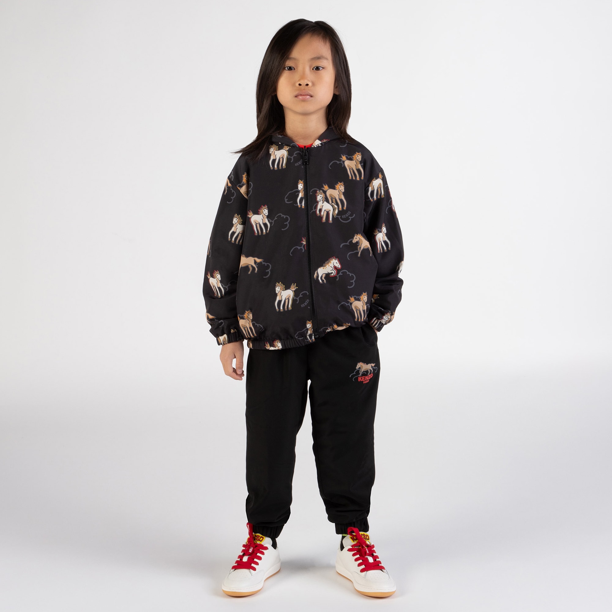 Black Lunar New Year Reversible Hooded Jacket - View 1