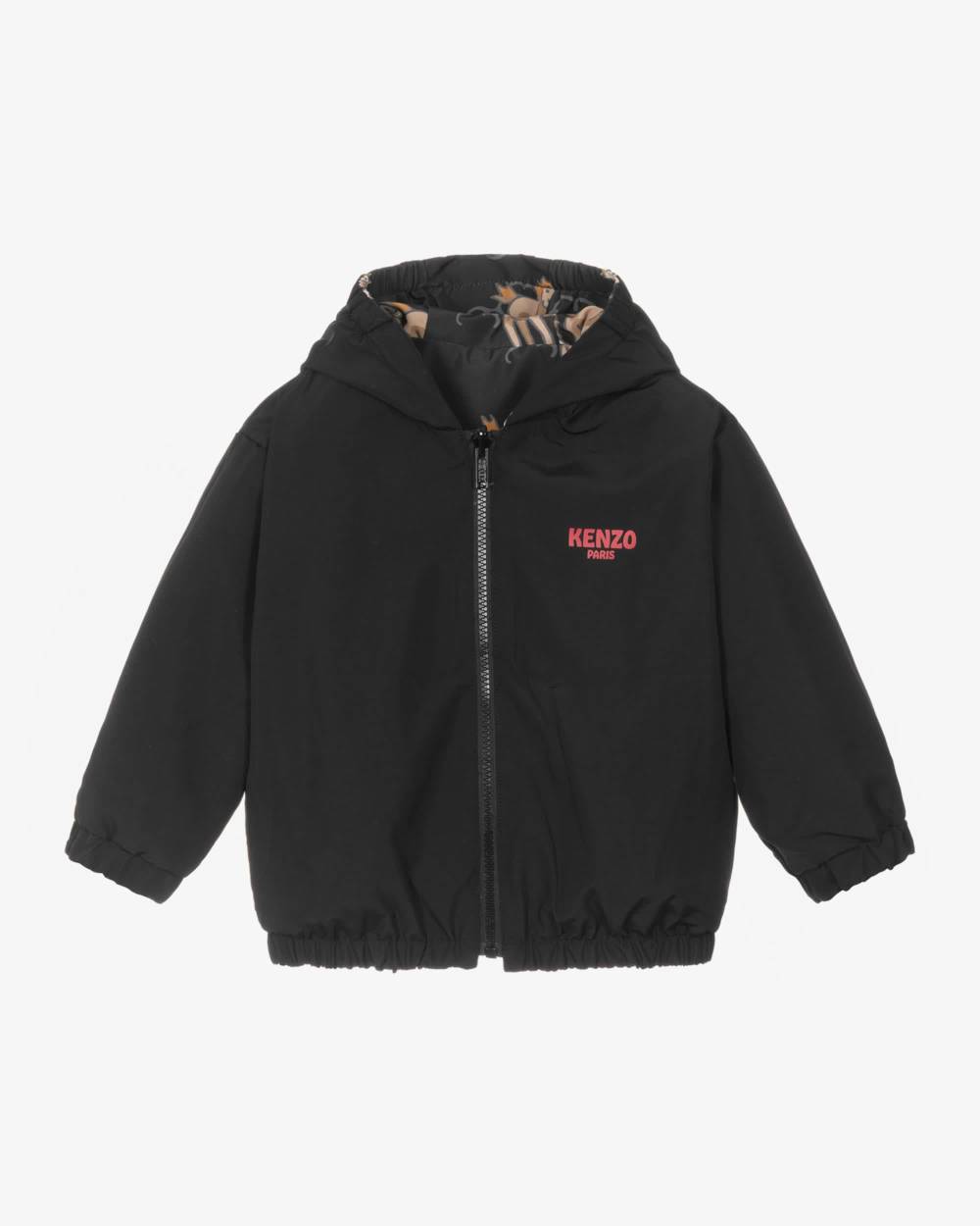 Black Lunar New Year Reversible Hooded Jacket - View 2