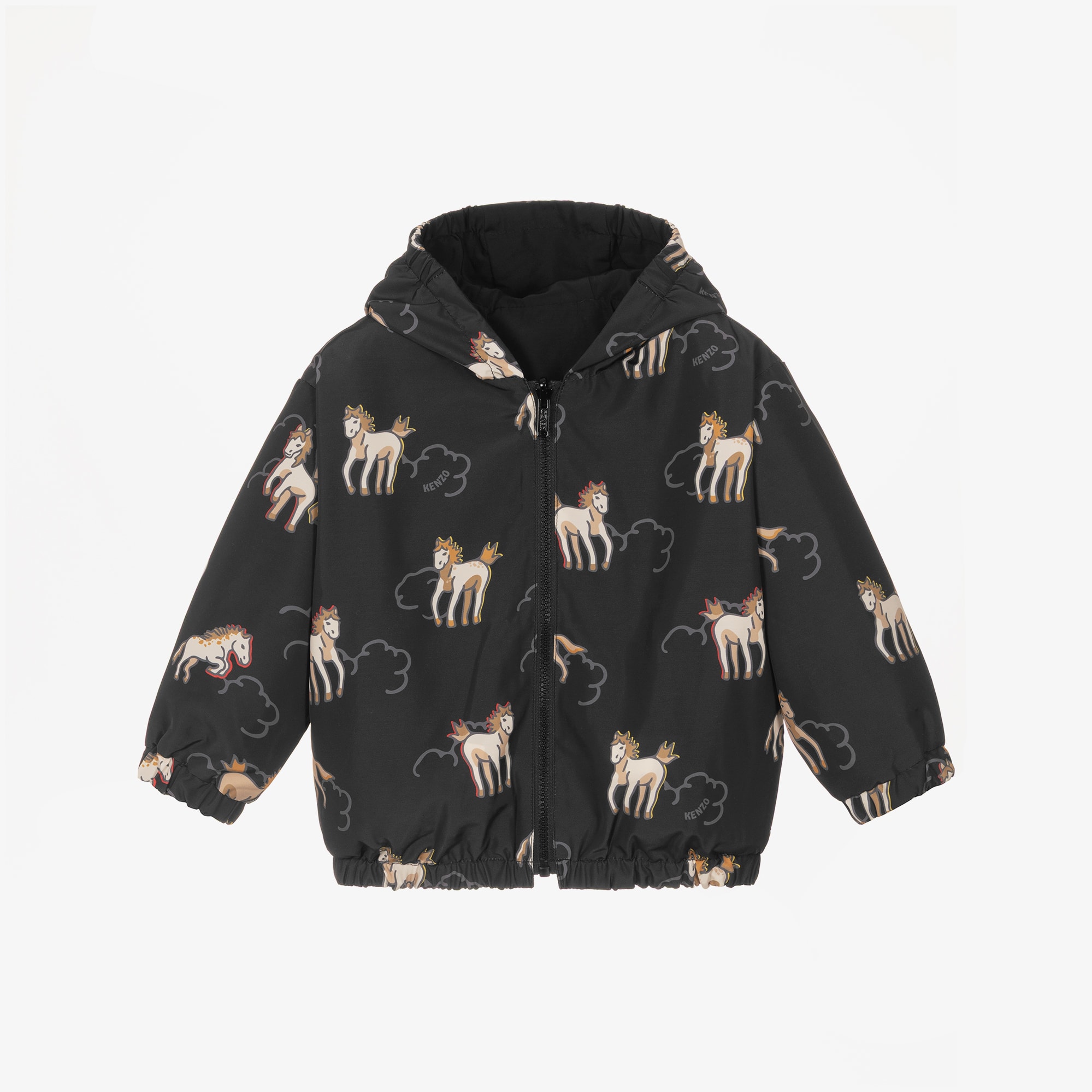 Black Lunar New Year Reversible Hooded Jacket - View 3
