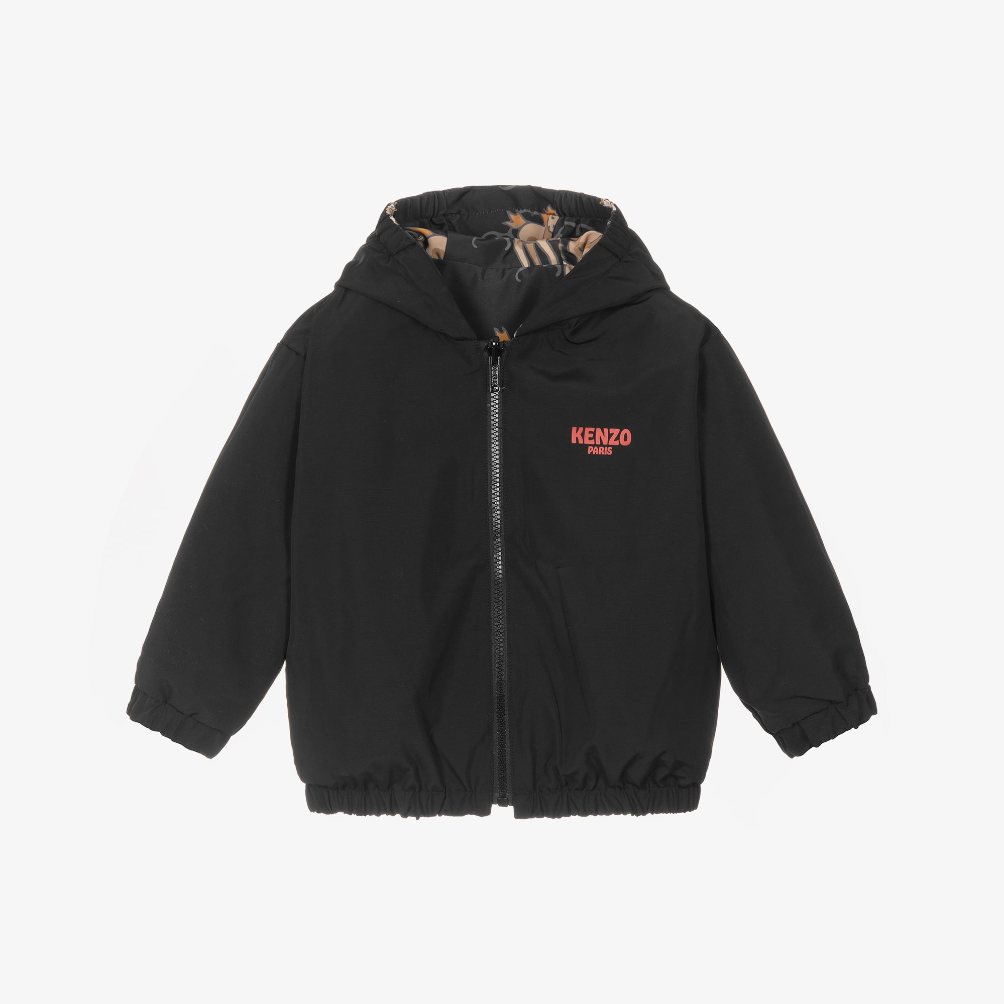 Black Lunar New Year Reversible Hooded Jacket - View 5