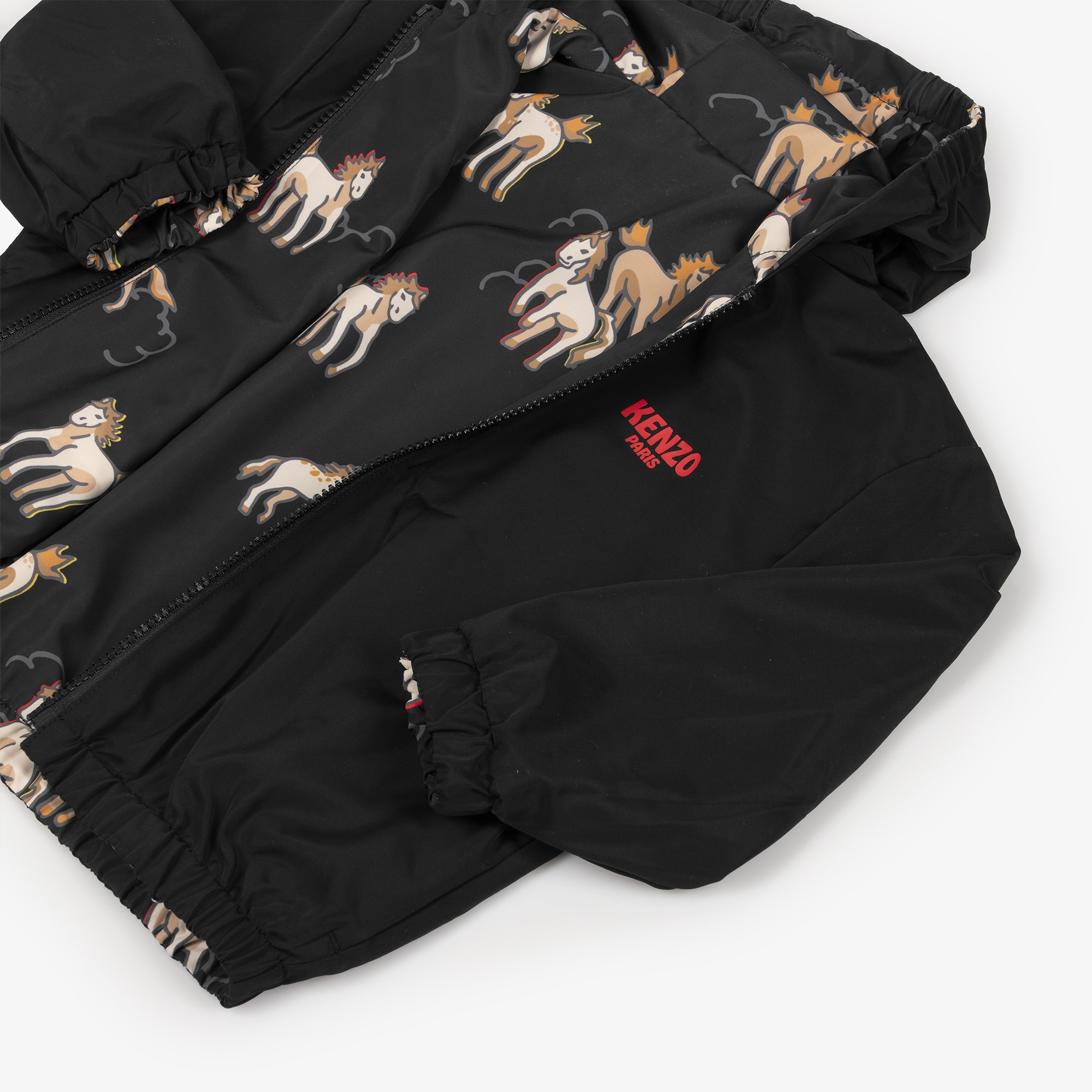 Black Lunar New Year Reversible Hooded Jacket - View 7