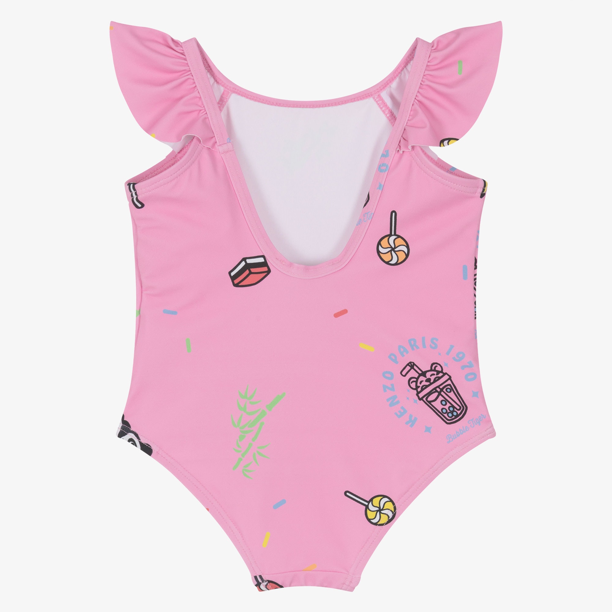 Girls Pink Candy Print Swimsuit - View 2