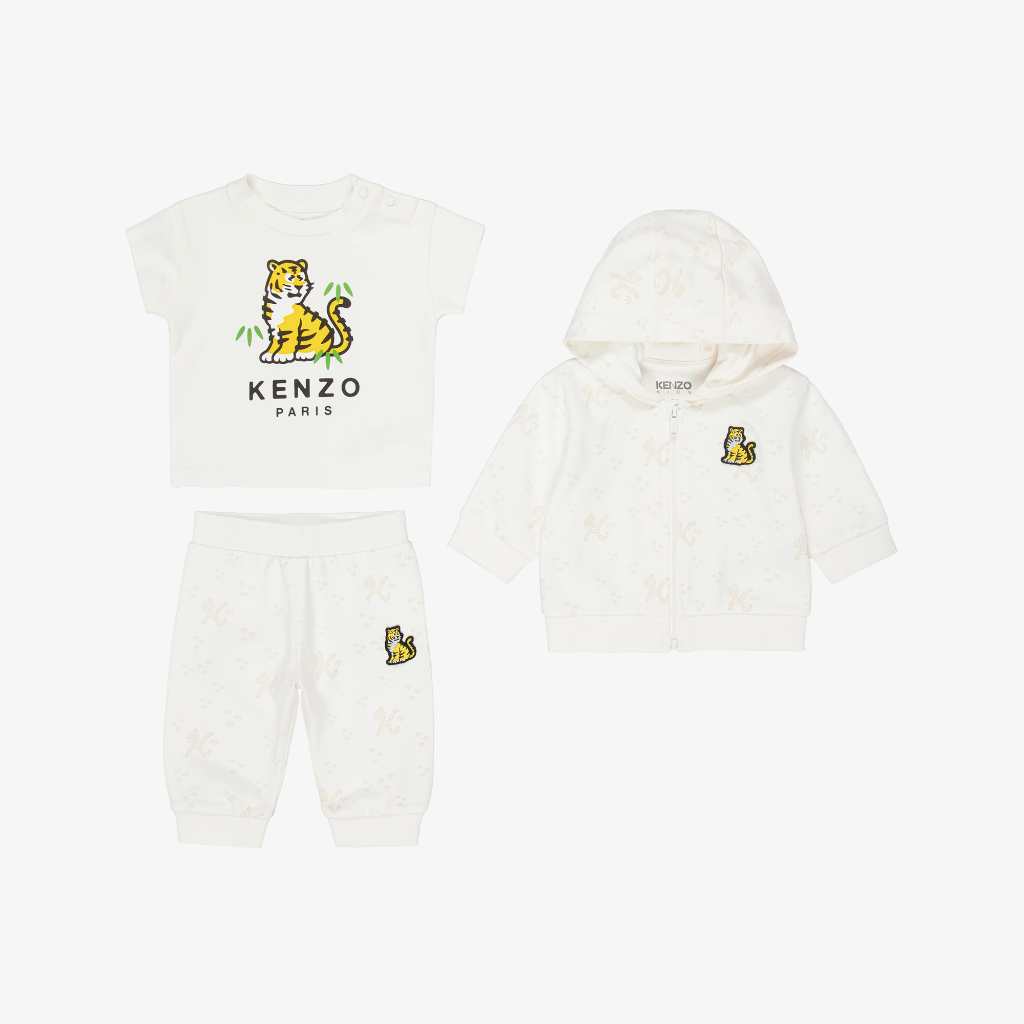 Ivory & Beige Cotton Baby Tracksuit Set - View 2