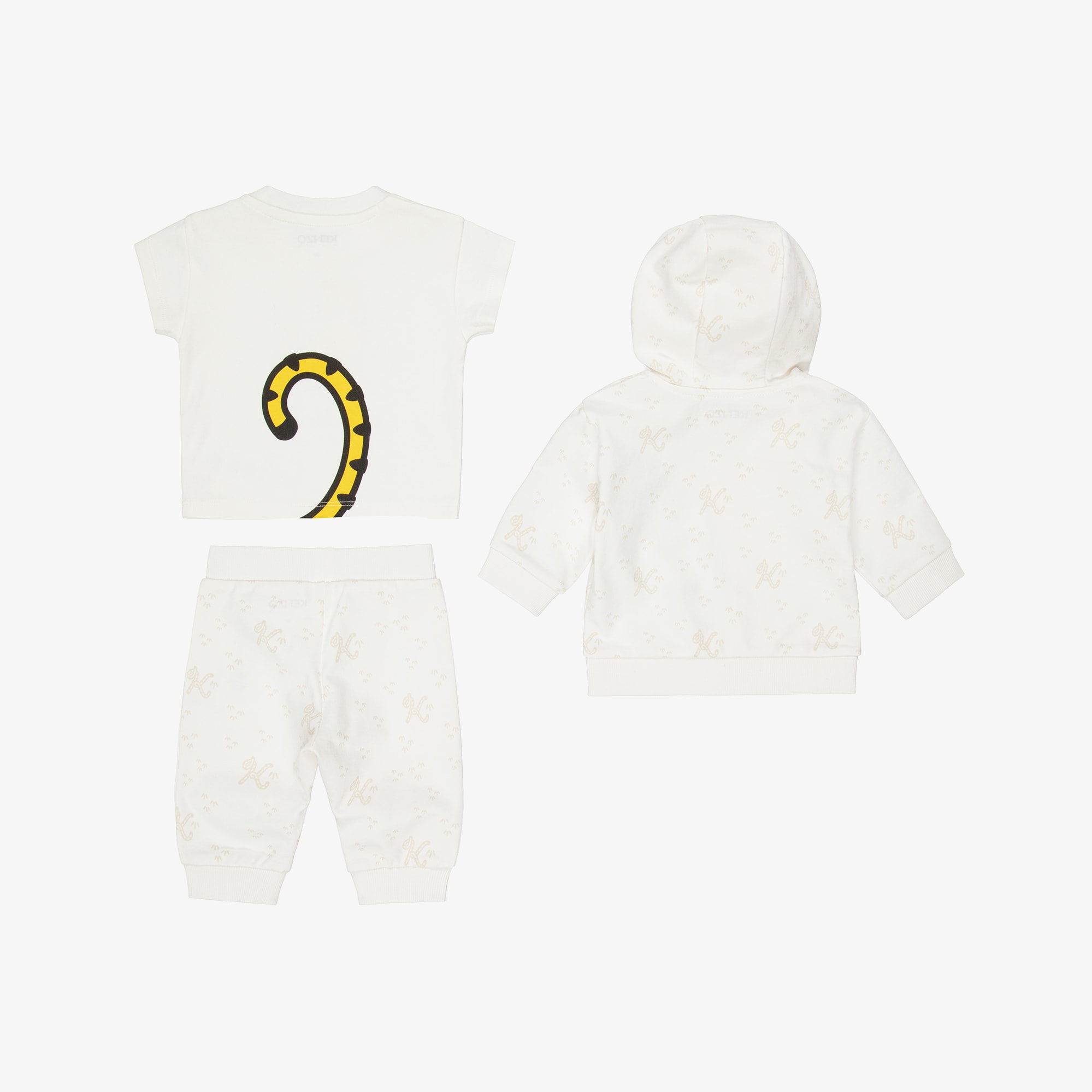 Ivory & Beige Cotton Baby Tracksuit Set - View 3
