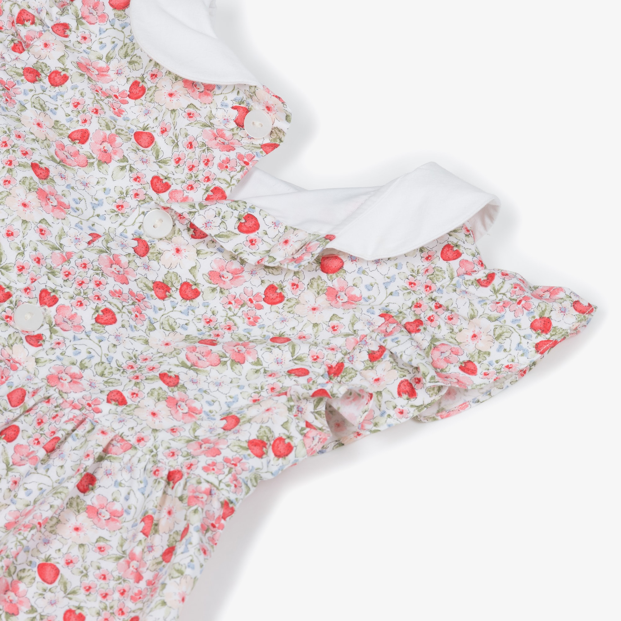 Baby Girls Red Strawberry & Floral Hand-Smocked Shortie - View 4