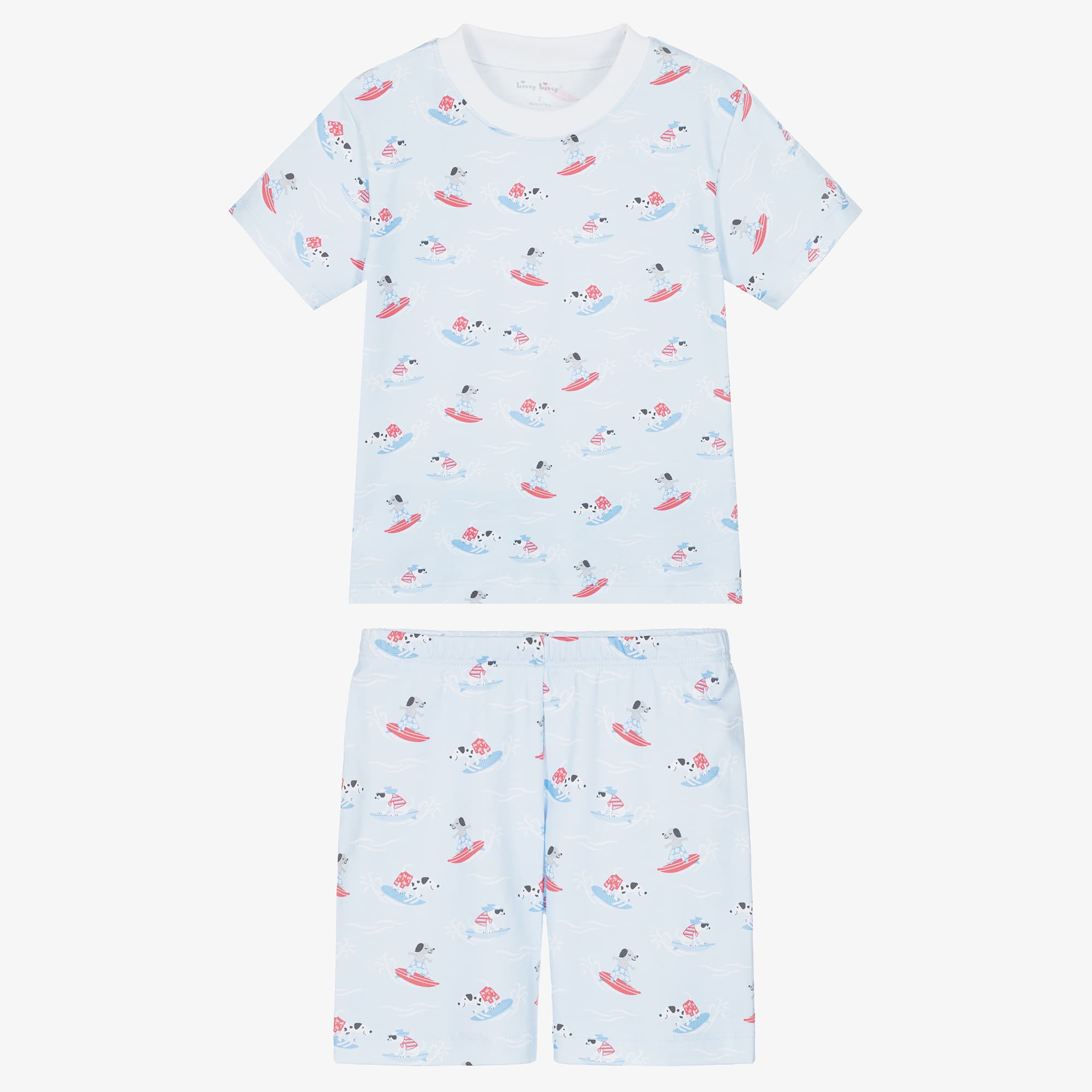 Boys Blue Beach Pups Pima Cotton Pyjamas - alternate view