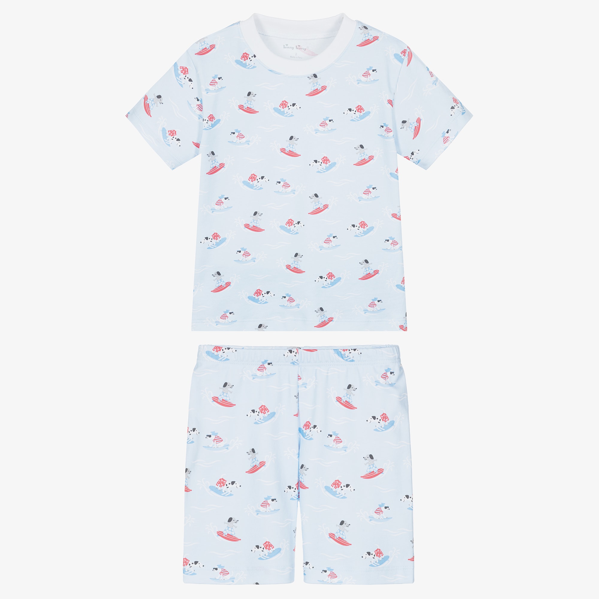 Boys Blue Beach Pups Pima Cotton Pyjamas - View 2
