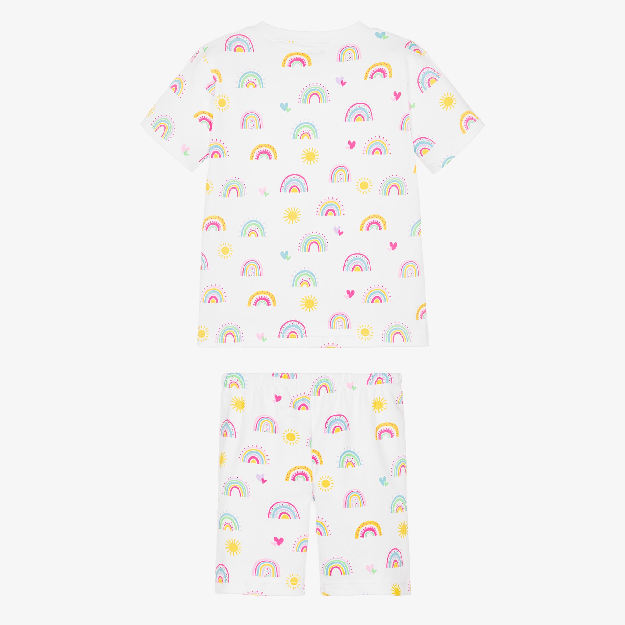 Girls White Pima Cotton Rainbow Sunshine Pyjamas - View 3