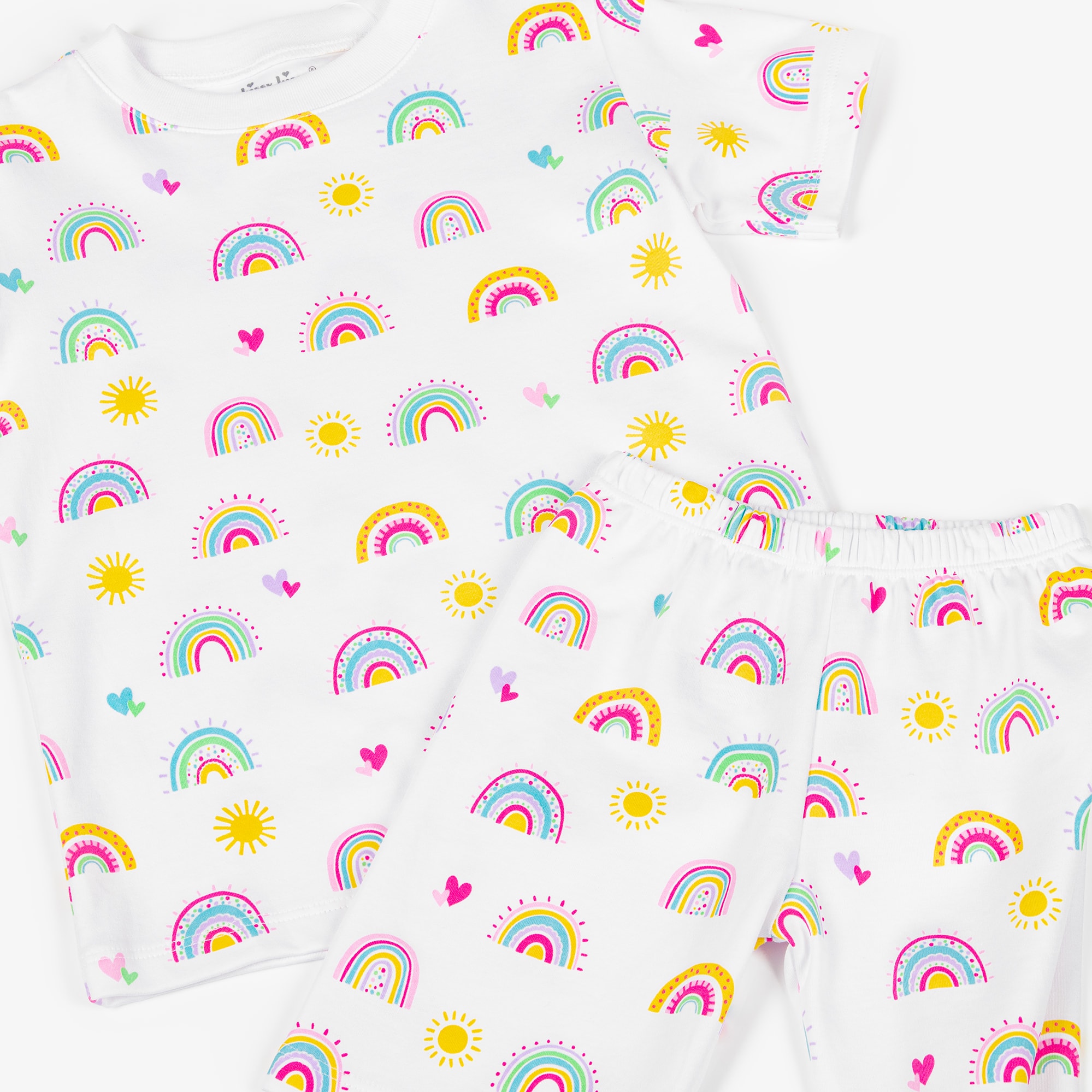 Girls White Pima Cotton Rainbow Sunshine Pyjamas - View 4