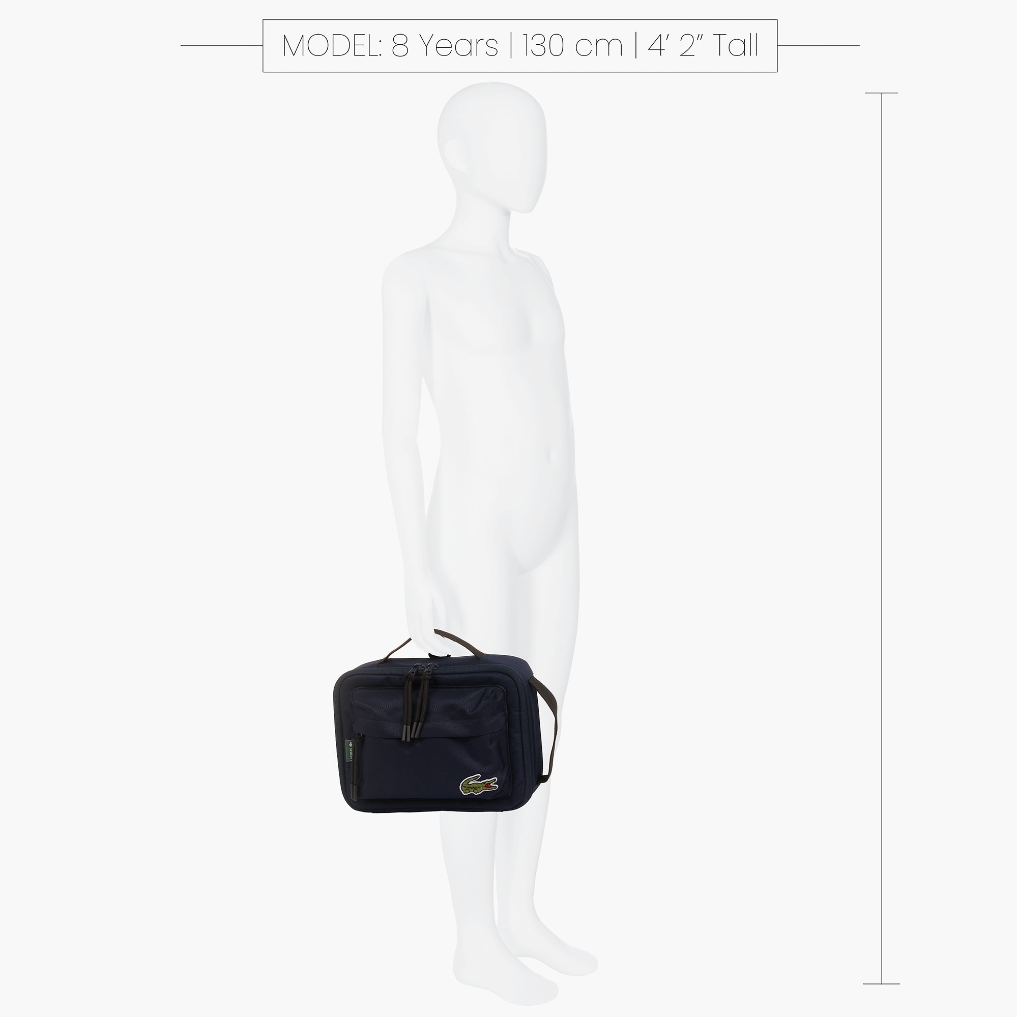 Navy Blue Lunch Bag with Crocodile Logo Patch (27cm) - View 2