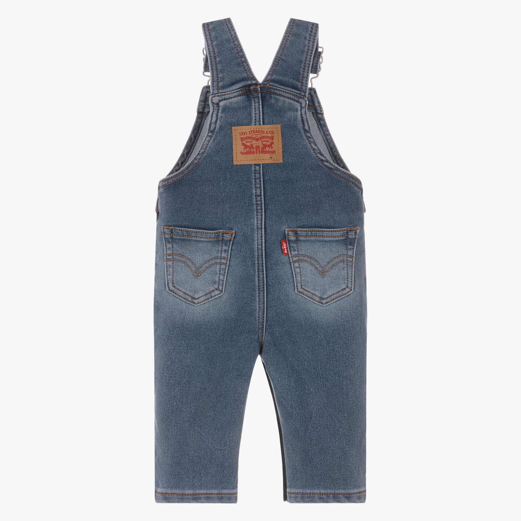 Washed Blue Denim Baby Dungarees - View 2