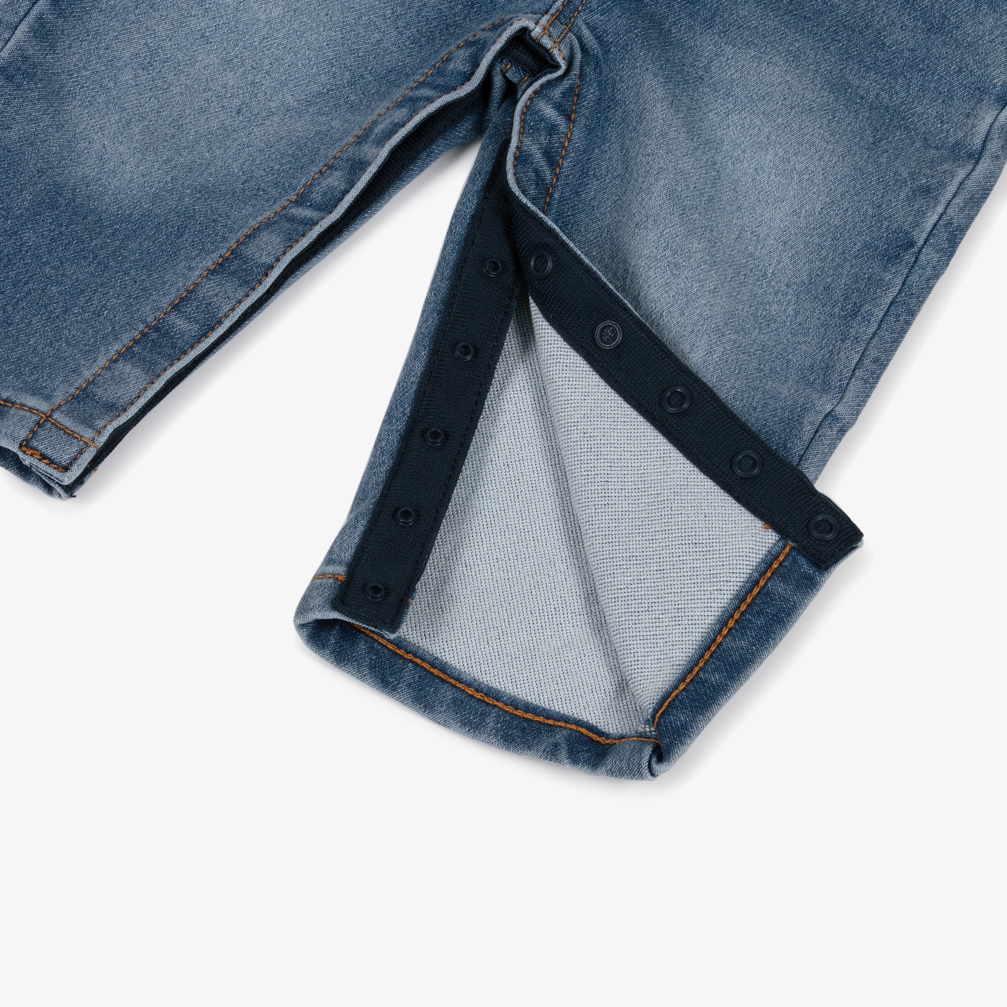Washed Blue Denim Baby Dungarees - View 3