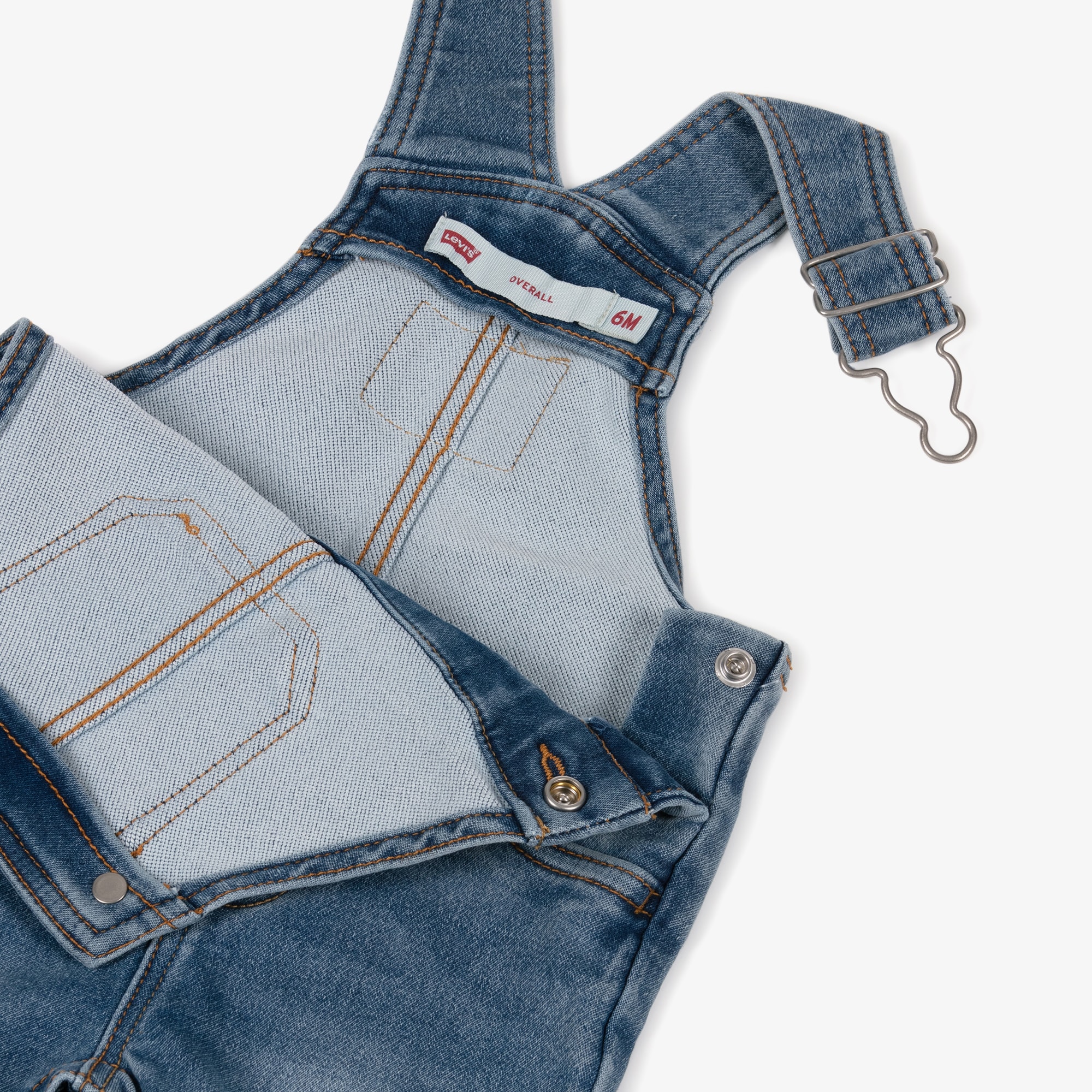 Washed Blue Denim Baby Dungarees - View 4