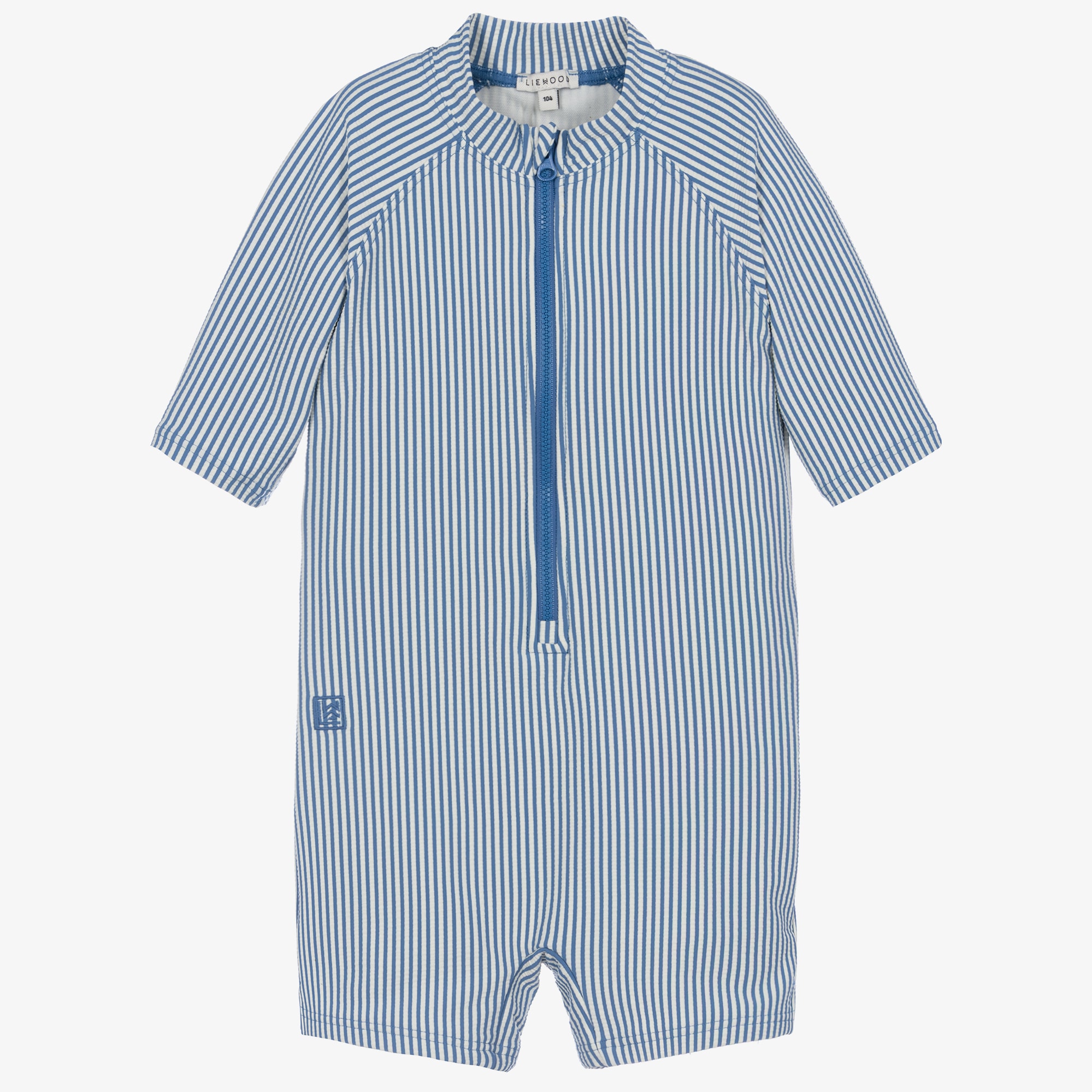 Boys Blue & White Stripe Sun Suit - View 1