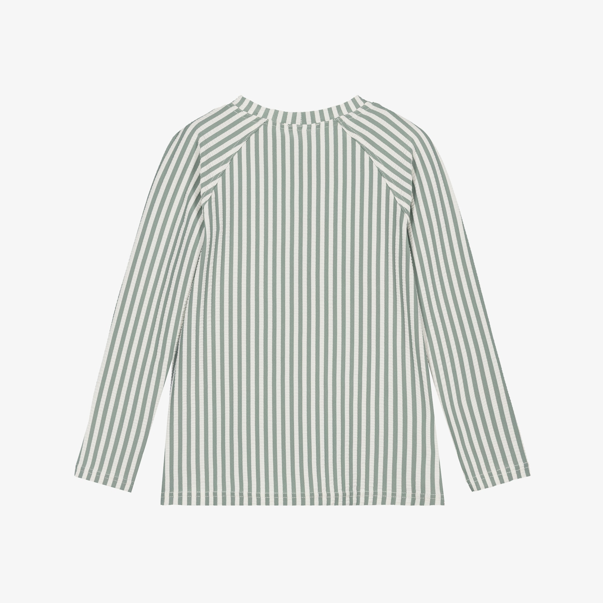 Boys Green Stripe Seersucker Swim Top (UPF40+C) - View 2