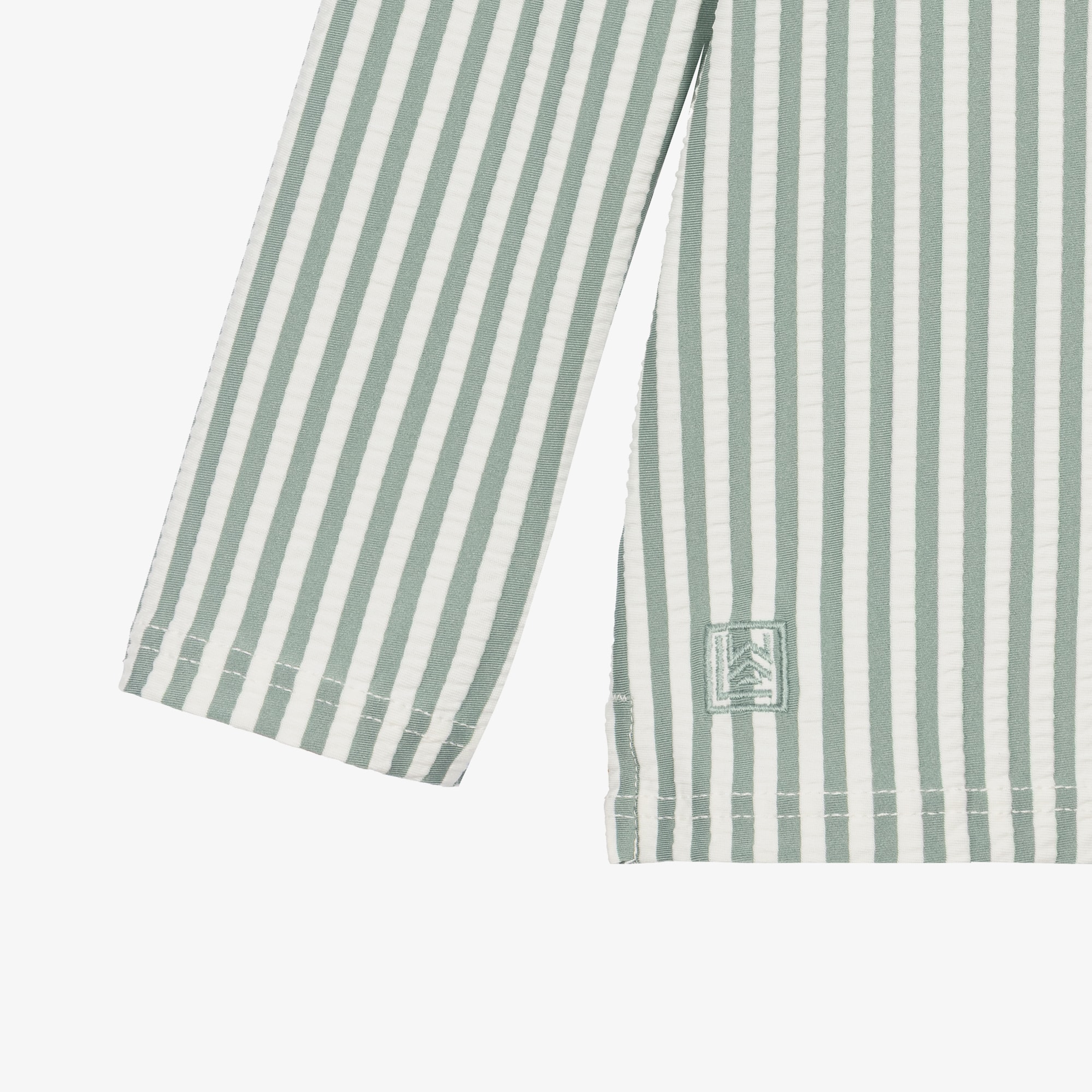 Boys Green Stripe Seersucker Swim Top (UPF40+C) - View 3
