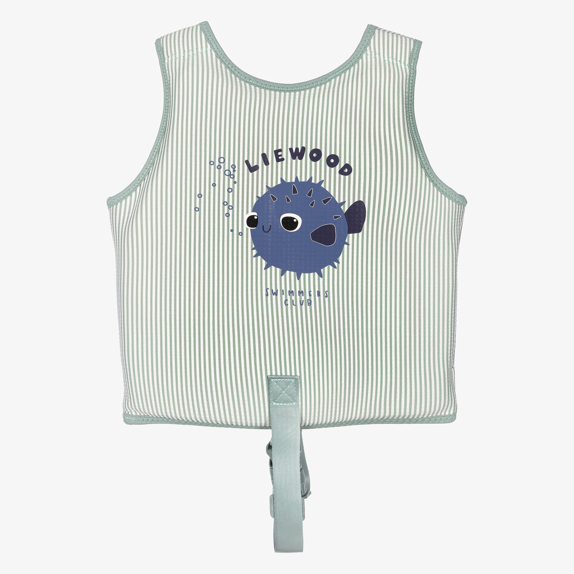 Boys Green Striped Seersucker Float Vest - View 3