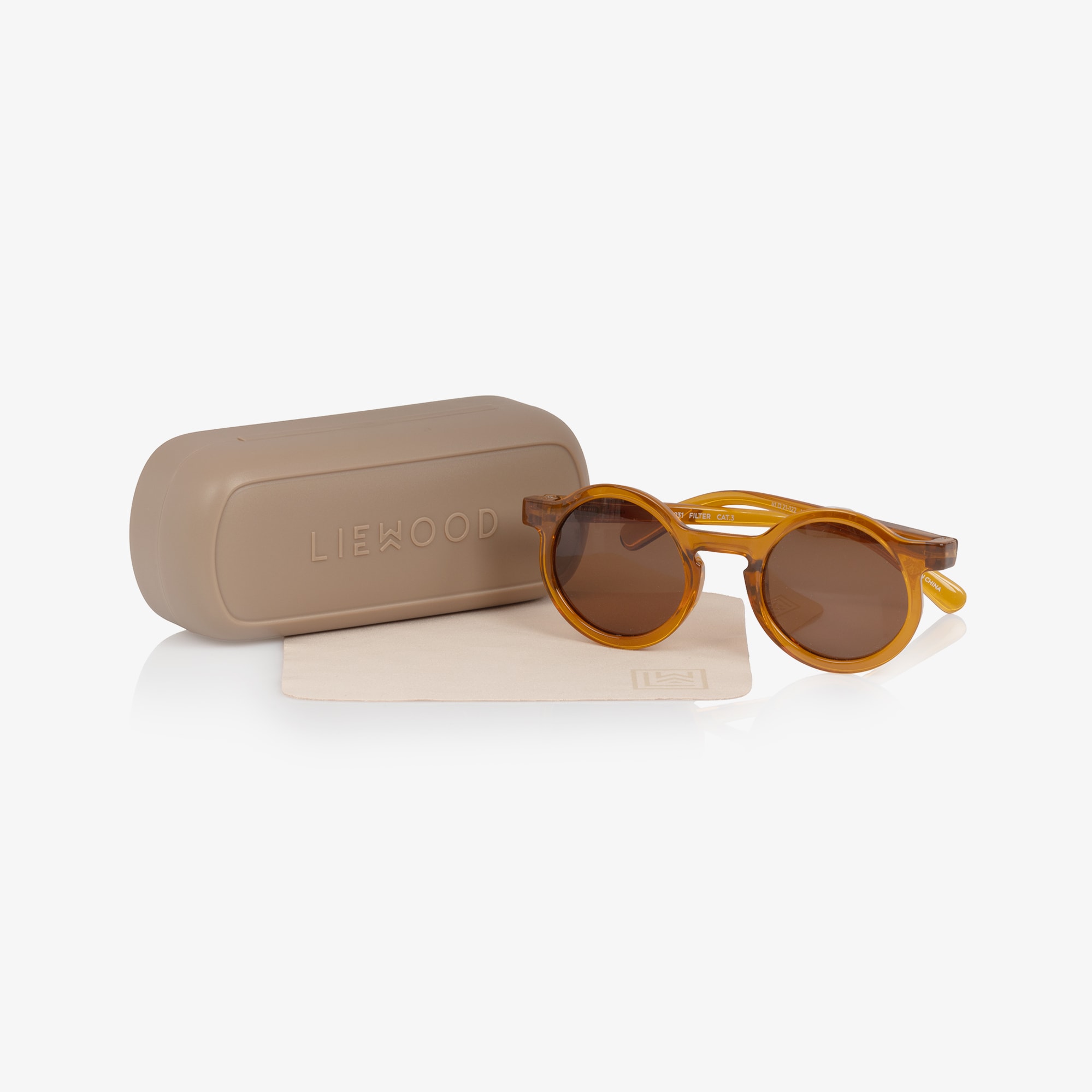 Dark Mustard Yellow Round Sunglasses - View 2