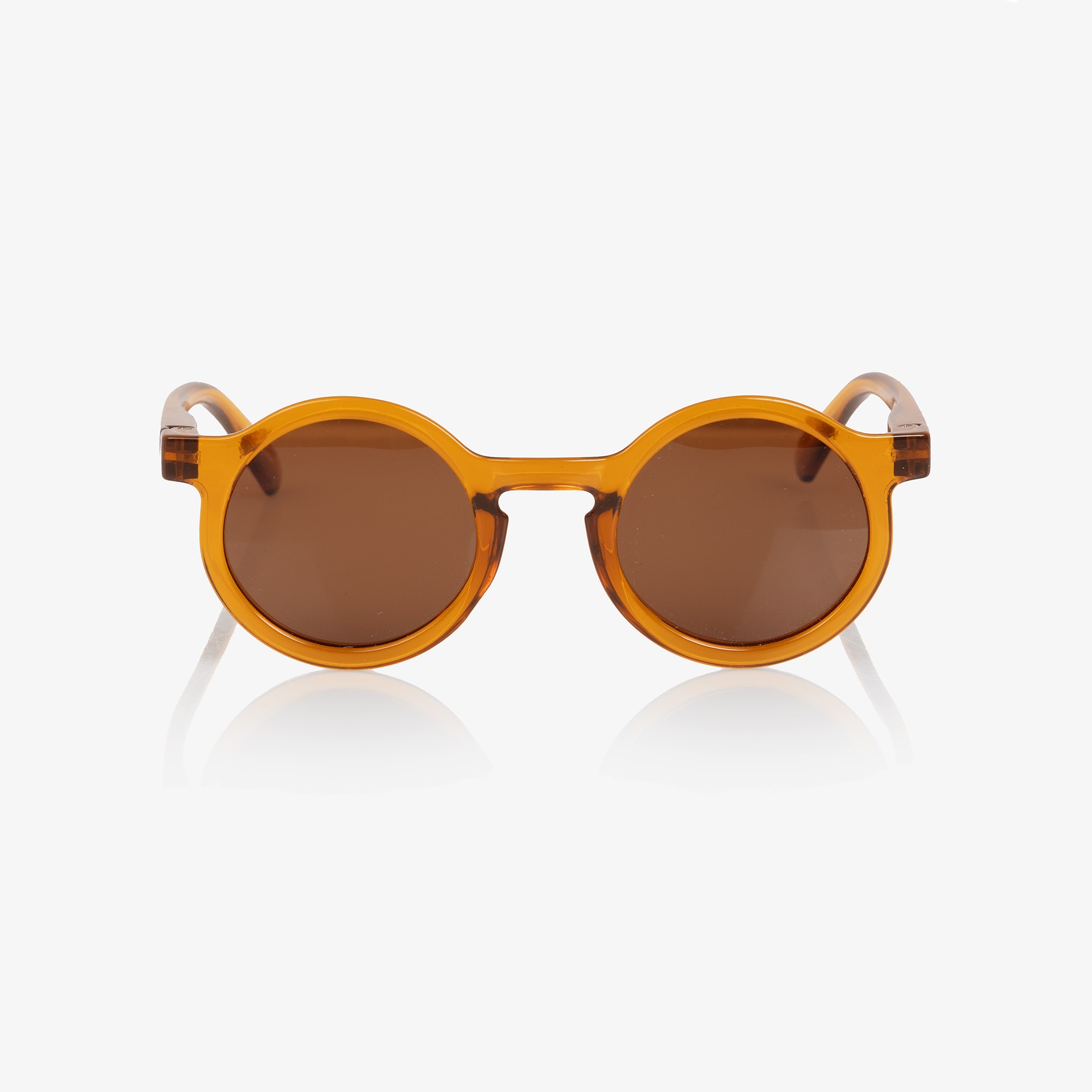 Dark Mustard Yellow Round Sunglasses - View 3