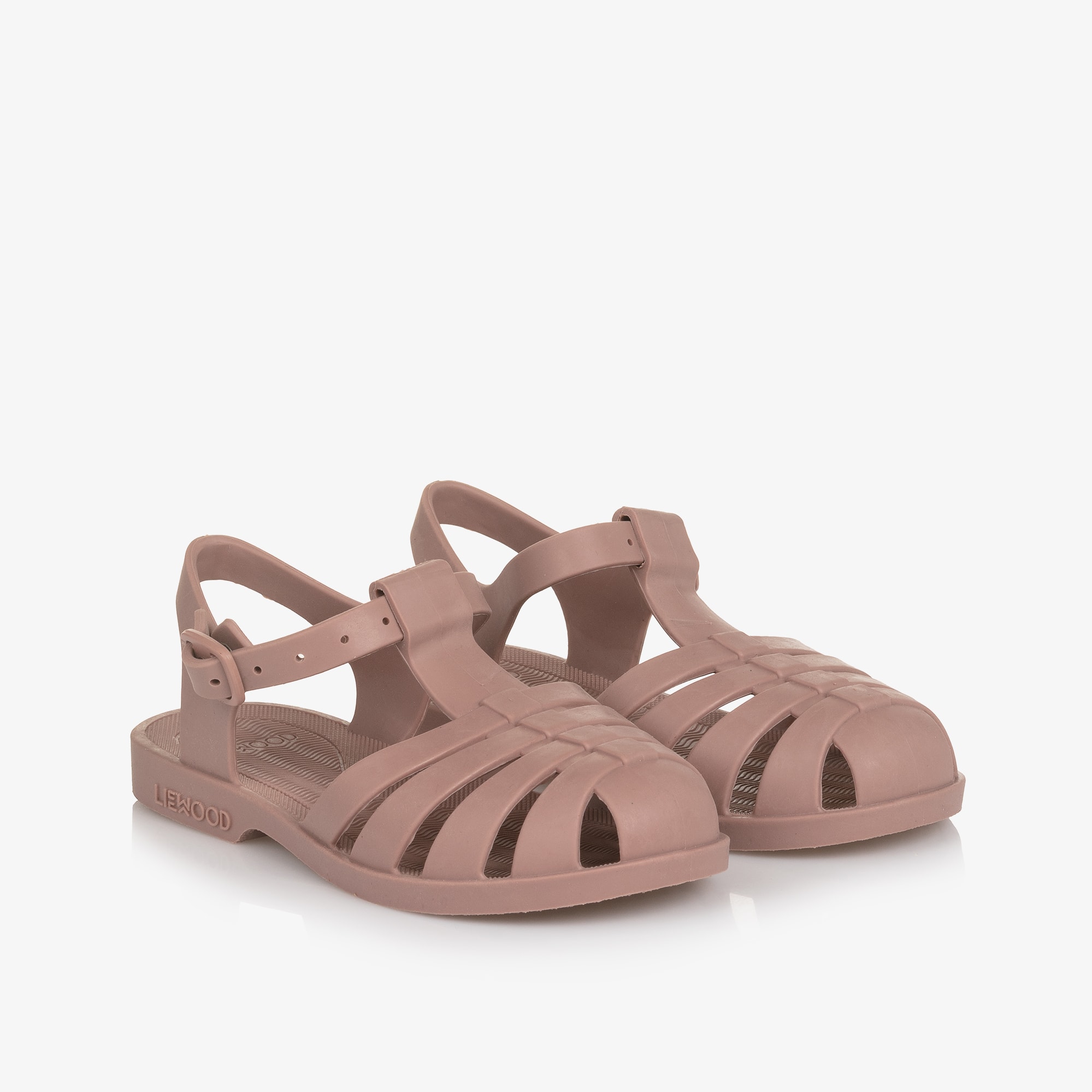 Girls Dark Rose Pink Jelly Sandals - View 1