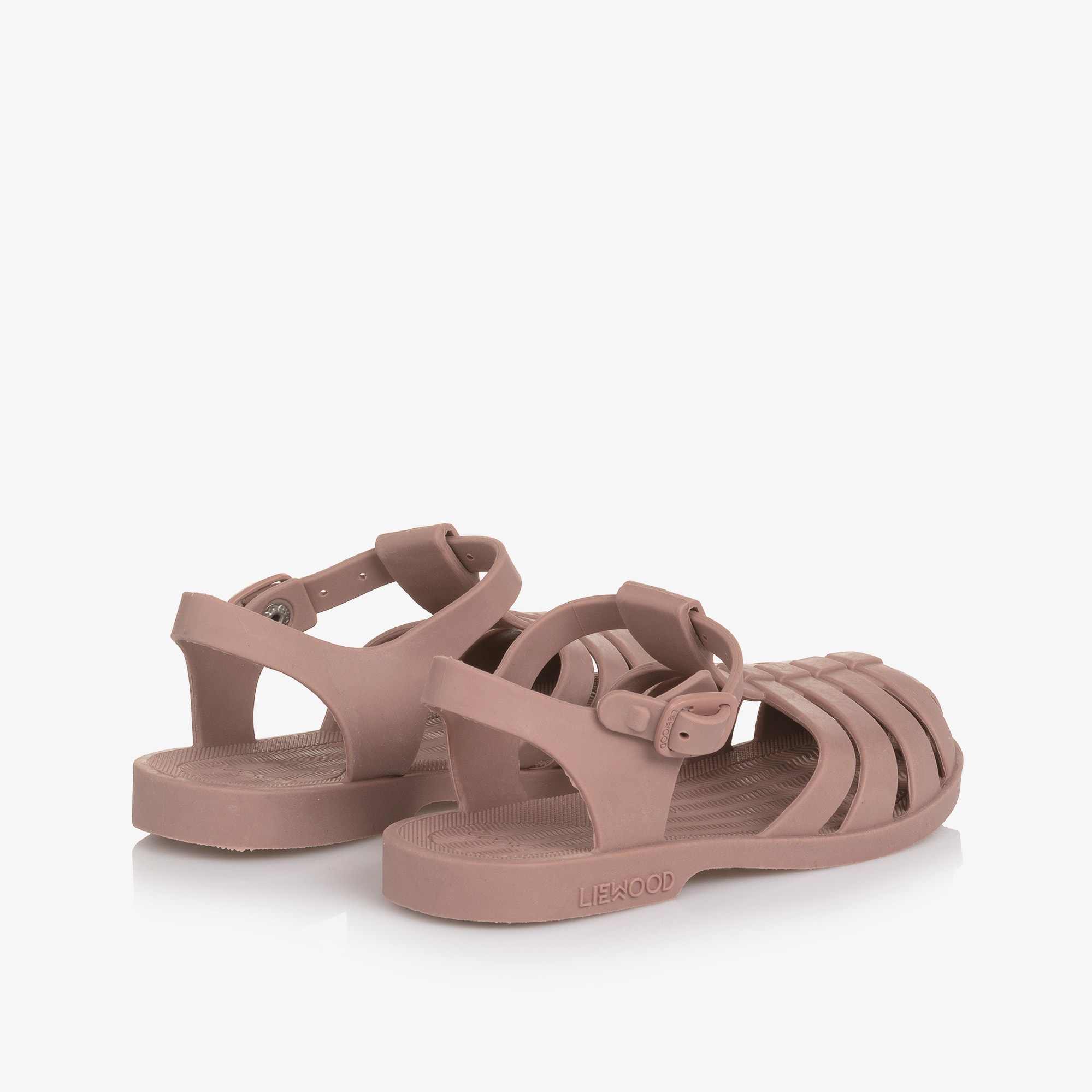 Girls Dark Rose Pink Jelly Sandals - View 4