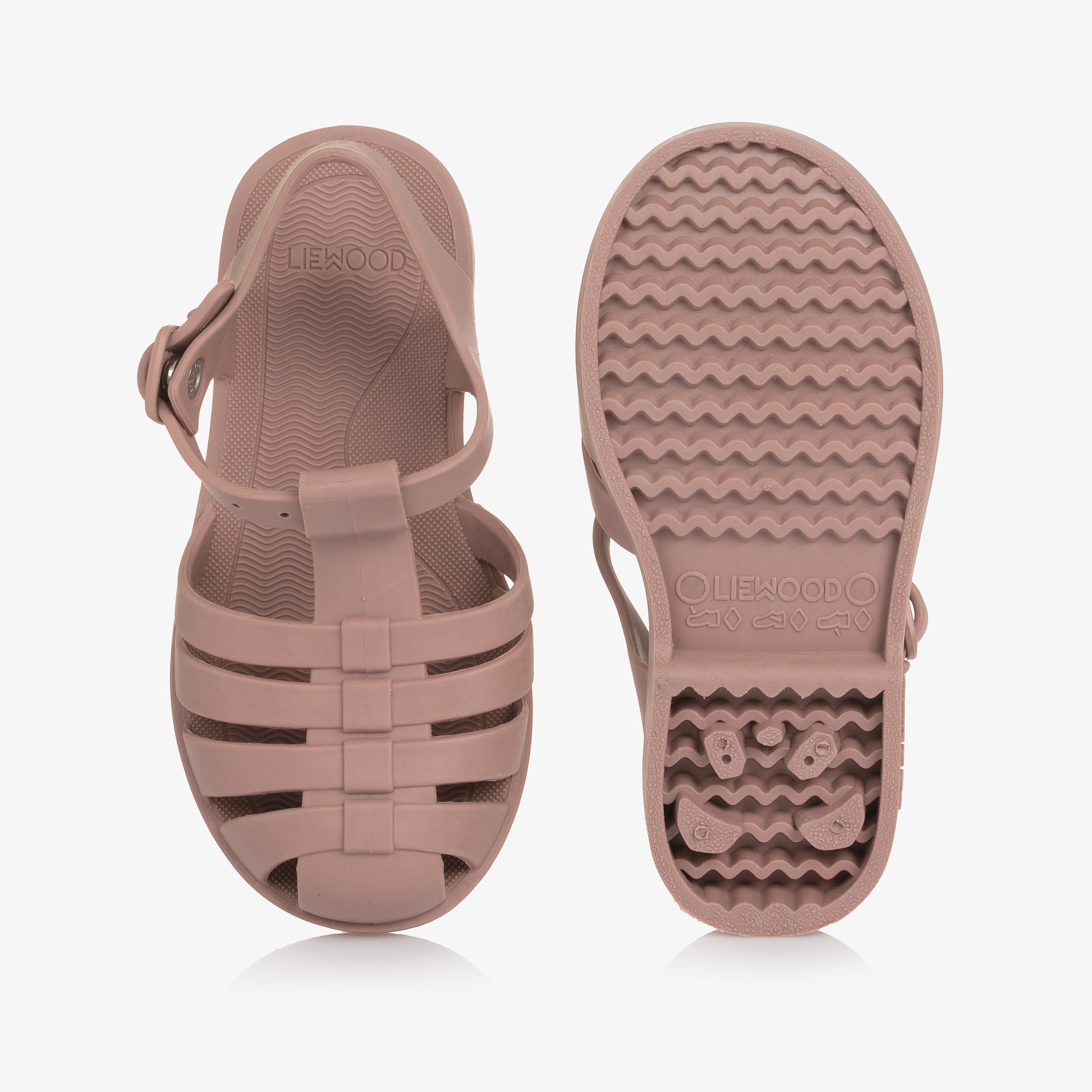Girls Dark Rose Pink Jelly Sandals - View 5