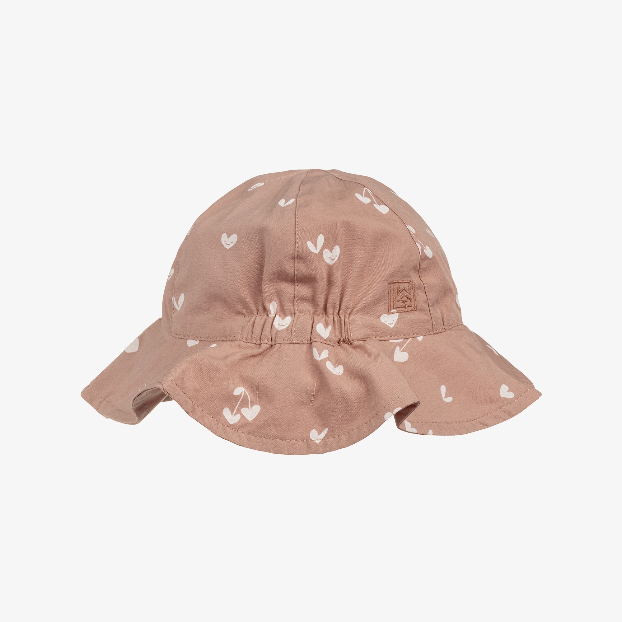 Girls Pink Cotton Heart Print Reversible Sun Hat - View 3
