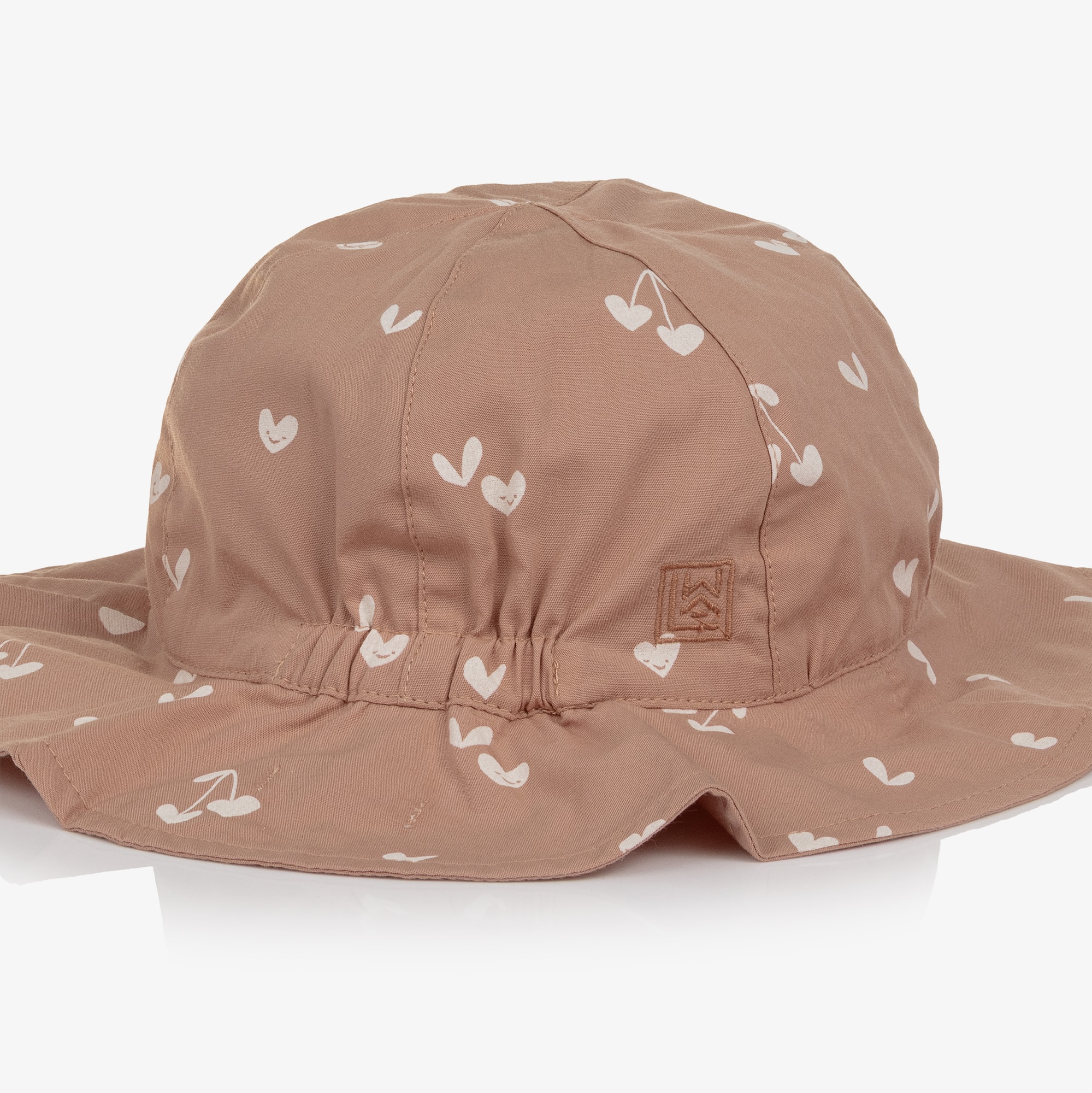 Girls Pink Cotton Heart Print Reversible Sun Hat - View 5