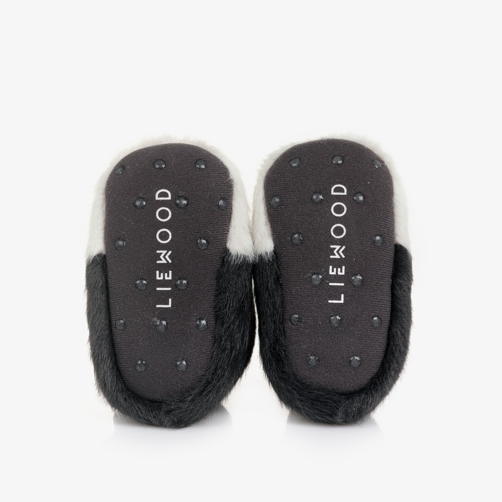 Grey Faux Fur Penguin Baby Slippers - View 4
