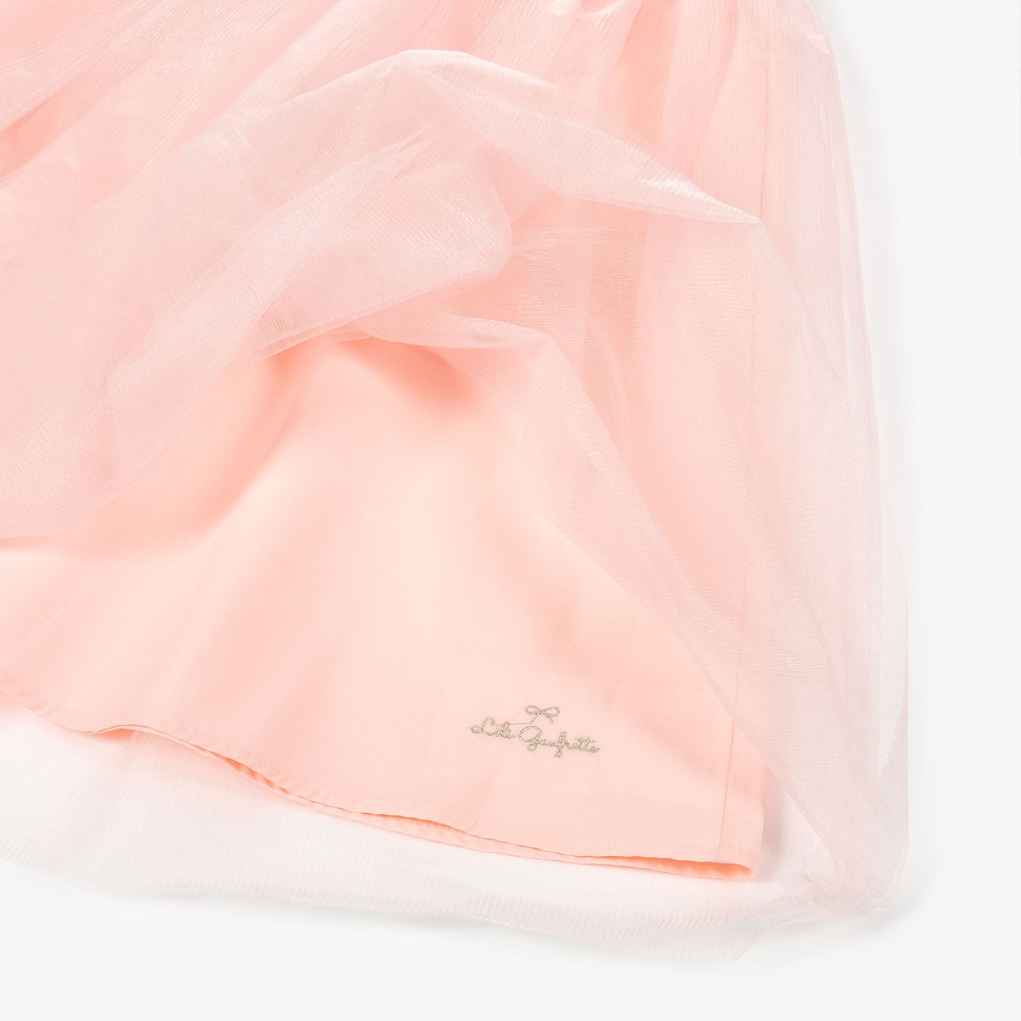 Girls Pink Shimmery Tulle Midi Skirt - View 3