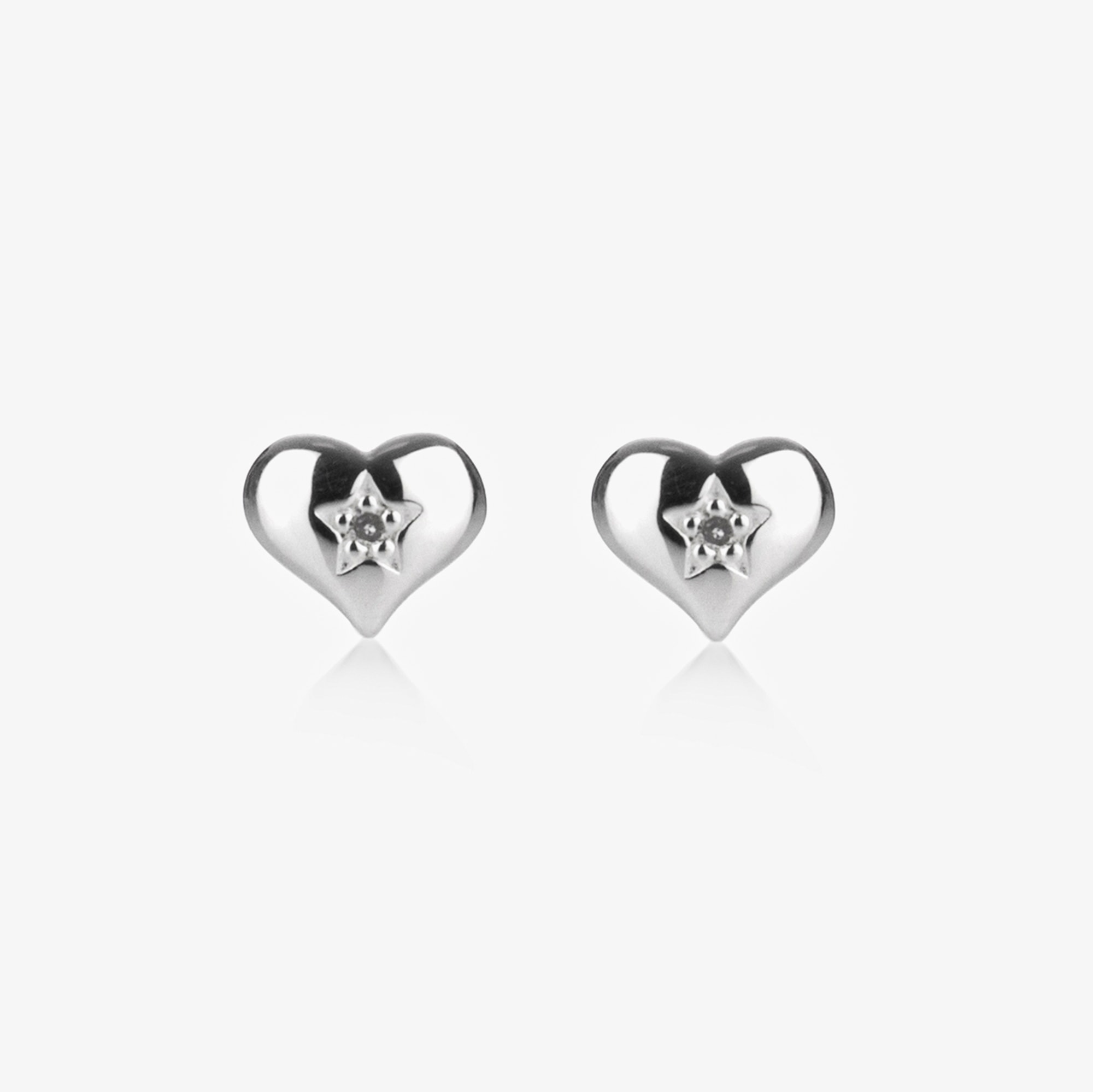 Girls Sterling Silver Diamond Heart Earrings - View 1