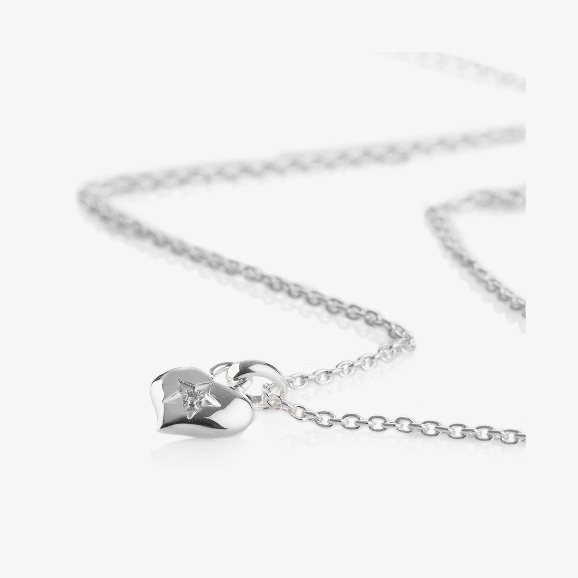 Girls Sterling Silver Diamond Heart Necklace (38cm) - View 4