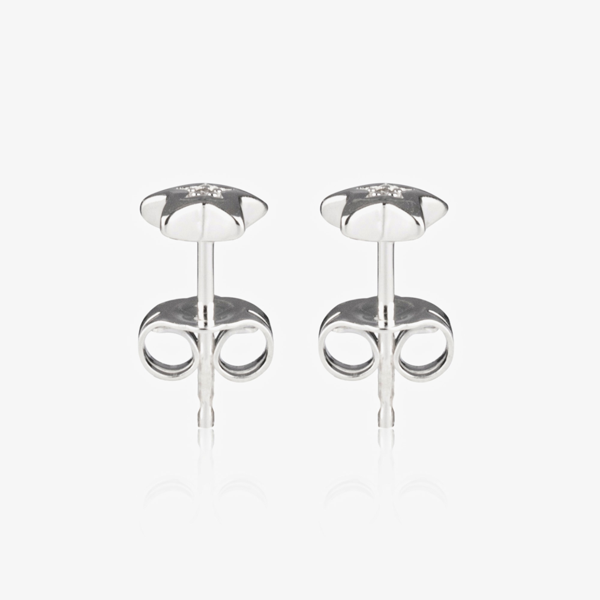 Girls Sterling Silver Diamond Star Earrings - View 3