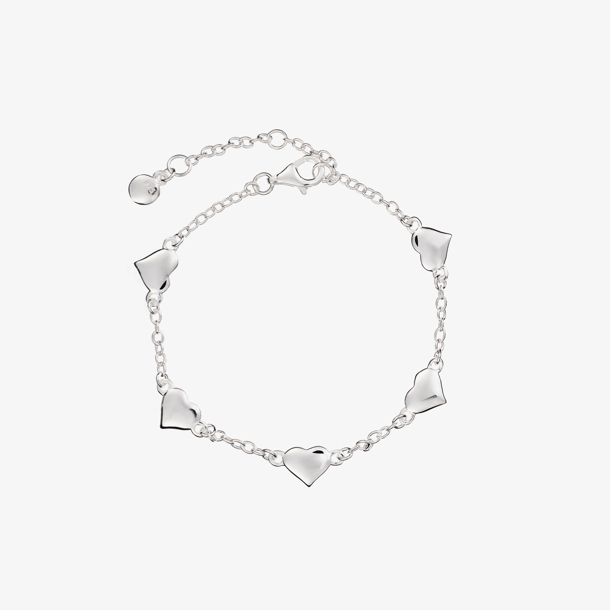Girls Sterling Silver Multiple Hearts Bracelet - View 2