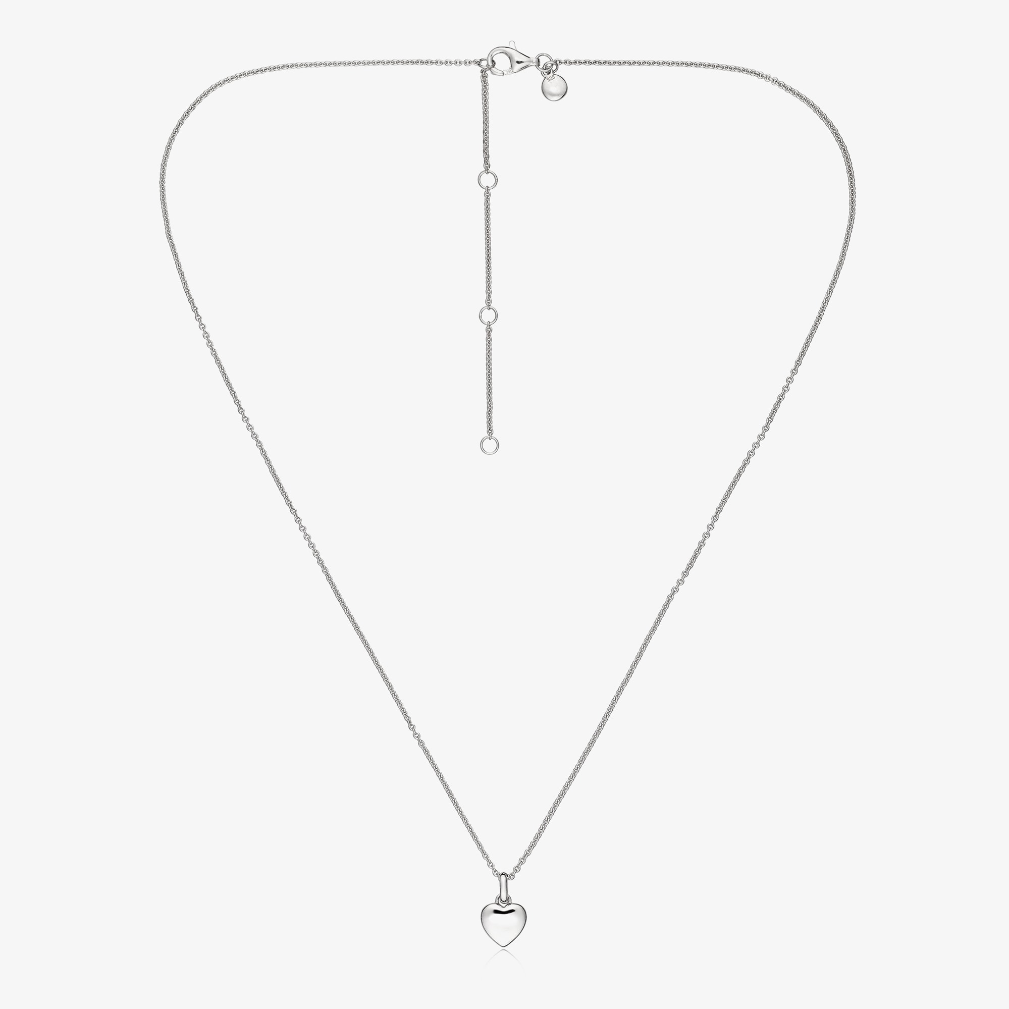 Girls Sterling Silver & Platinum Diamond Heart Necklace (46cm) - View 5