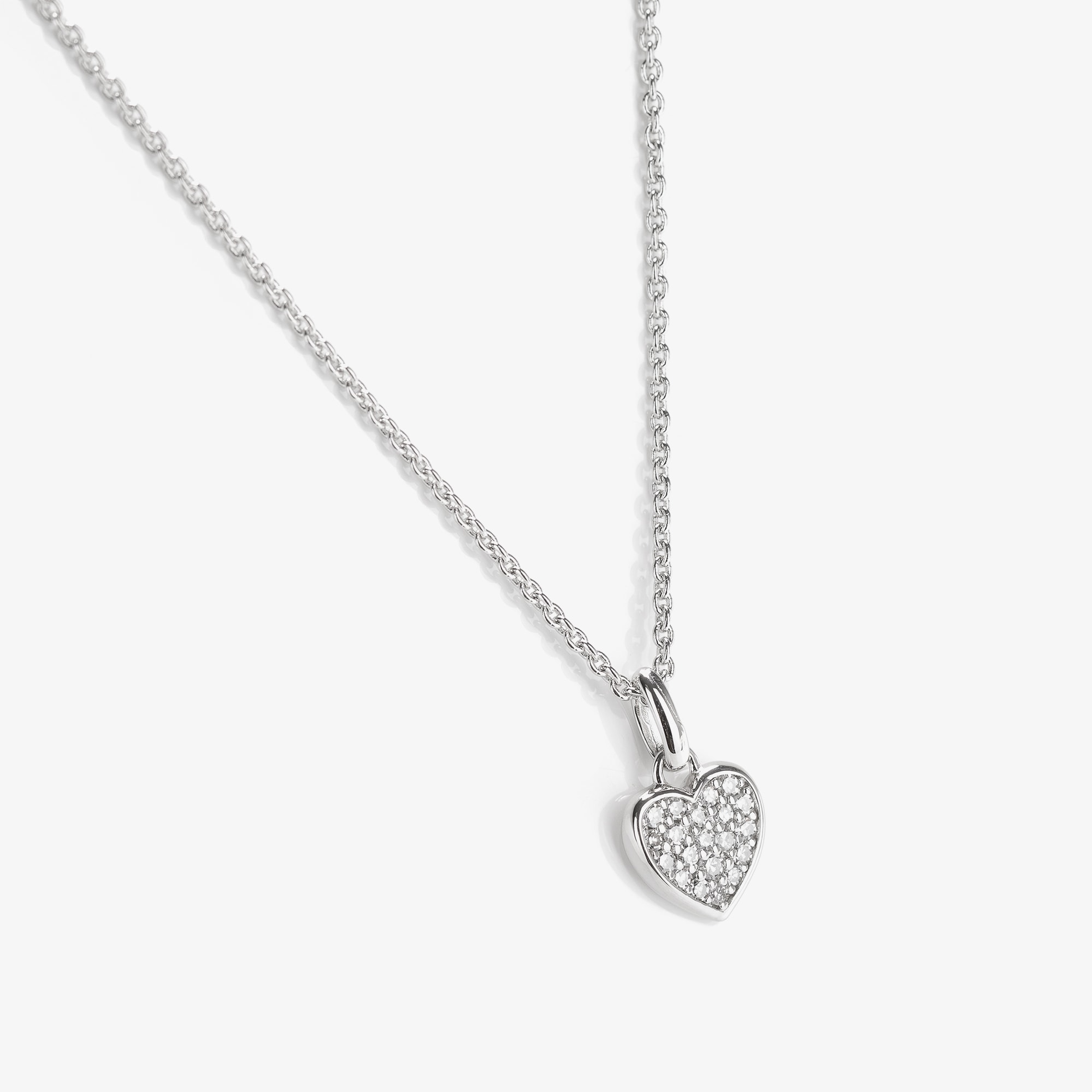Girls Sterling Silver & Platinum Diamond Heart Necklace (46cm) - View 6