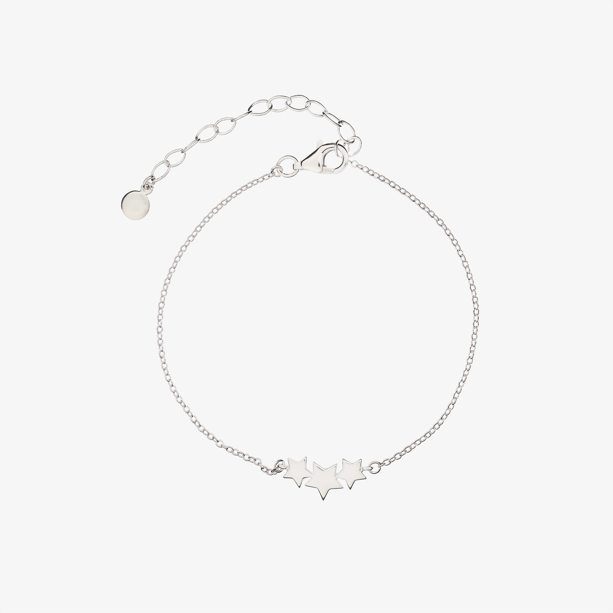 Girls Sterling Silver Triple Star Bracelet - View 2