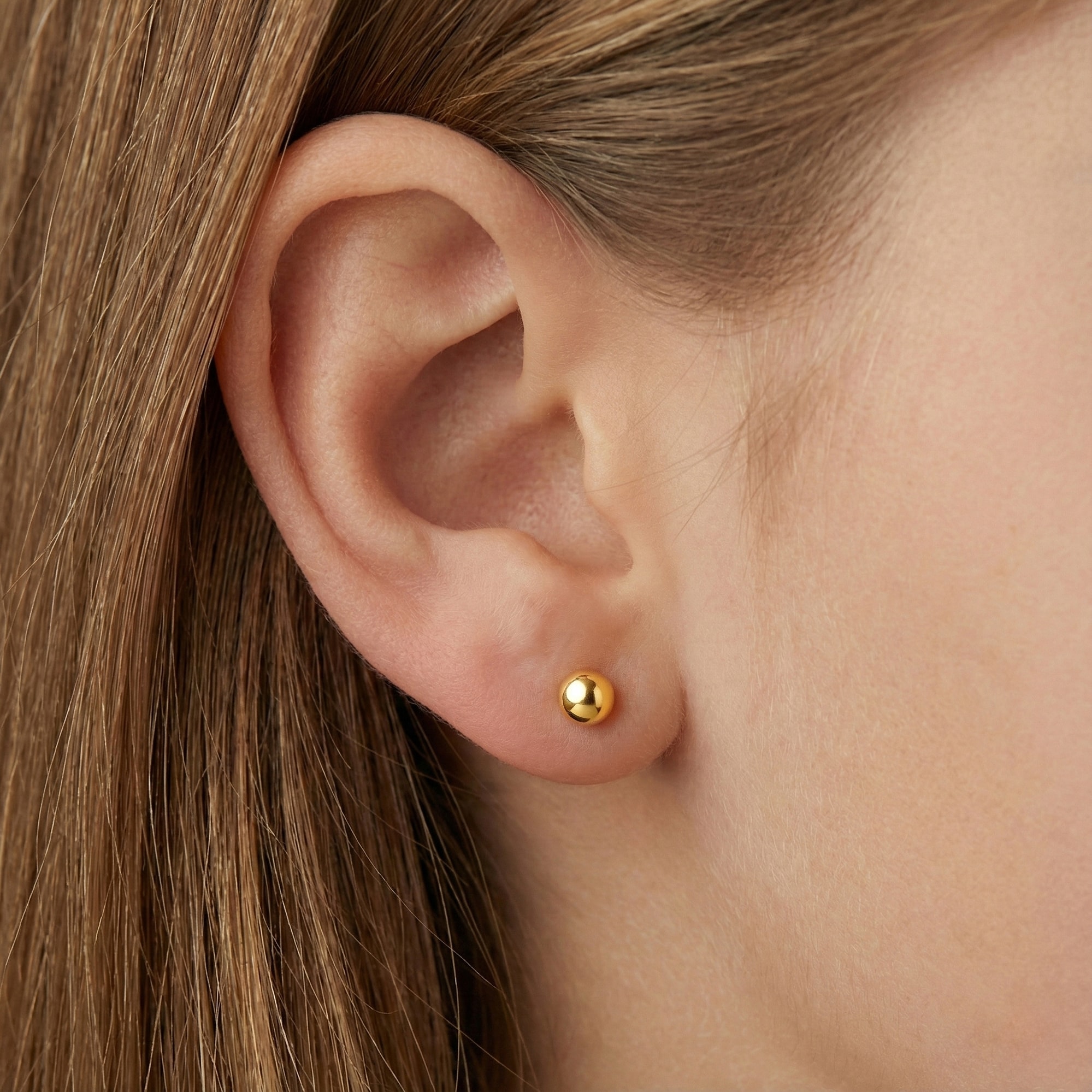 Gold Plated Sterling Silver 4mm Ball Stud Earrings - View 2