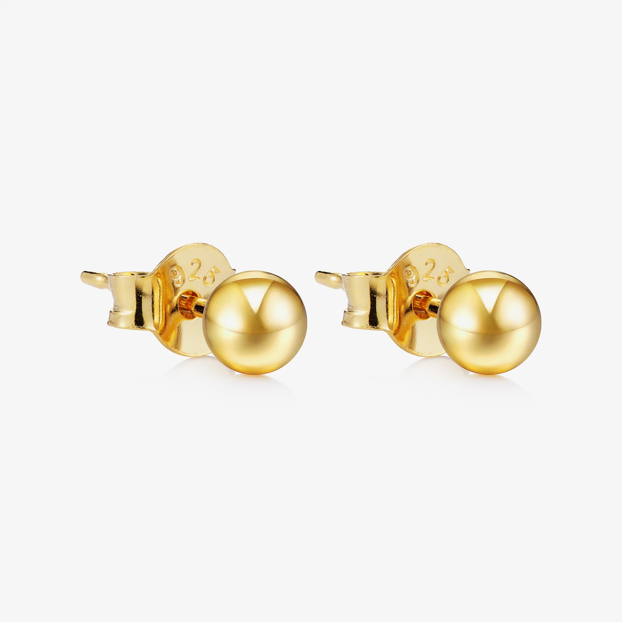 Gold Plated Sterling Silver 4mm Ball Stud Earrings - View 3