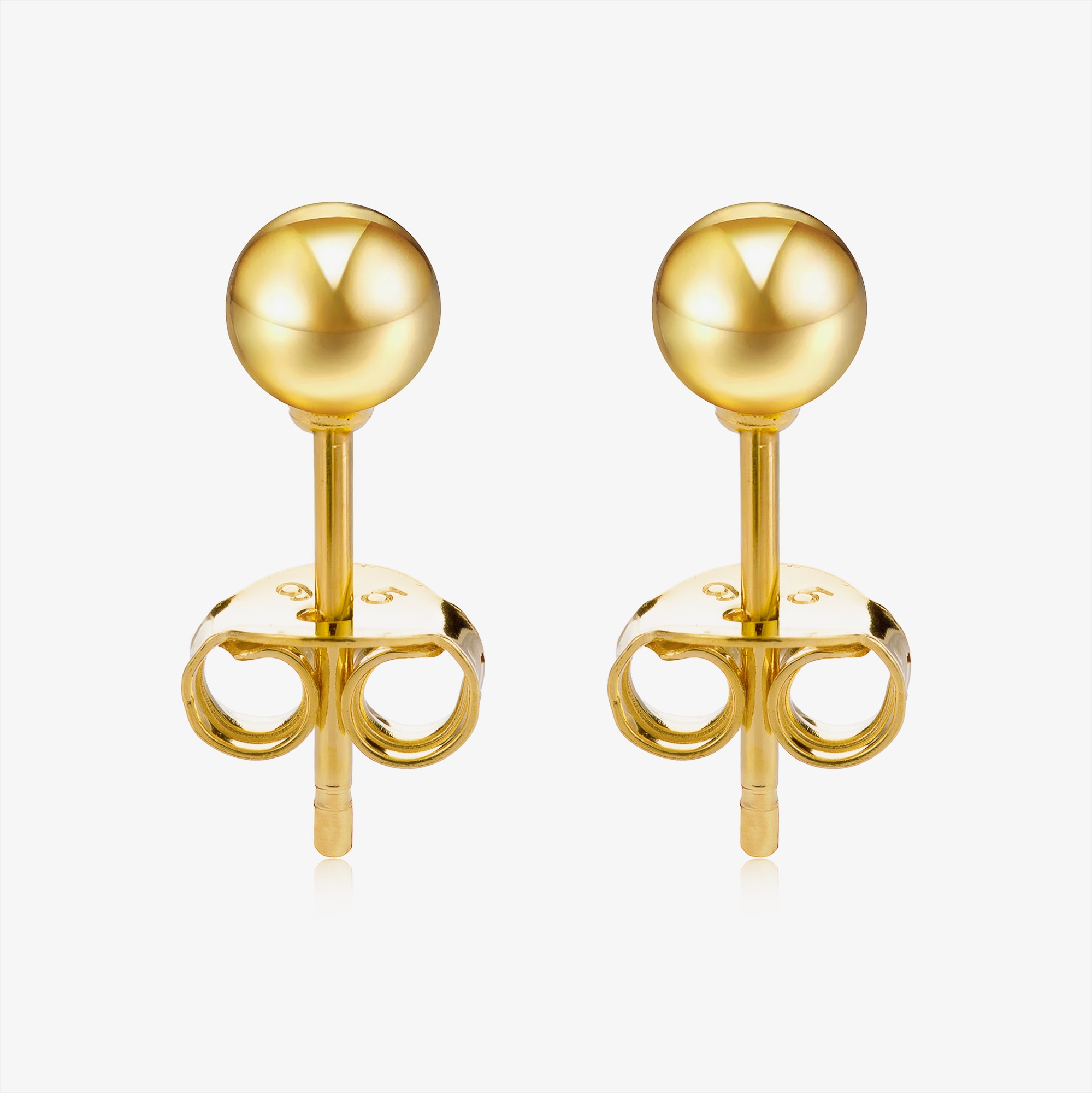 Gold Plated Sterling Silver 4mm Ball Stud Earrings - View 4