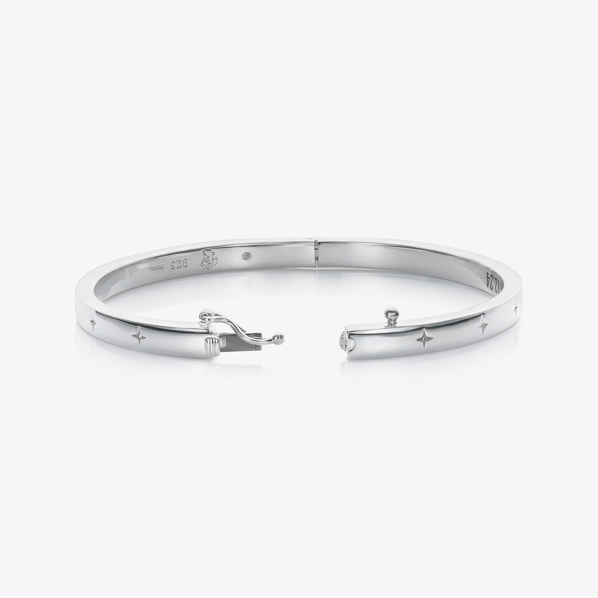 Silver Personalised Diamond Bangle - View 2