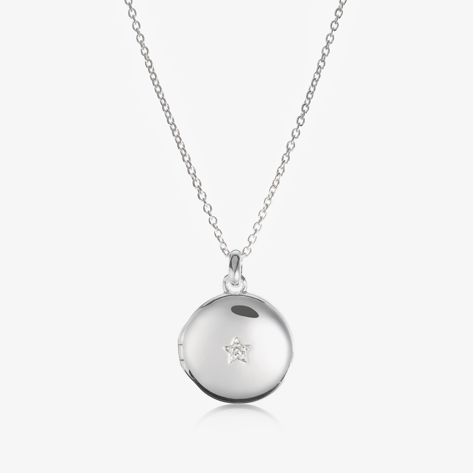 Silver Personalised Round Locket (38cm) - View 1