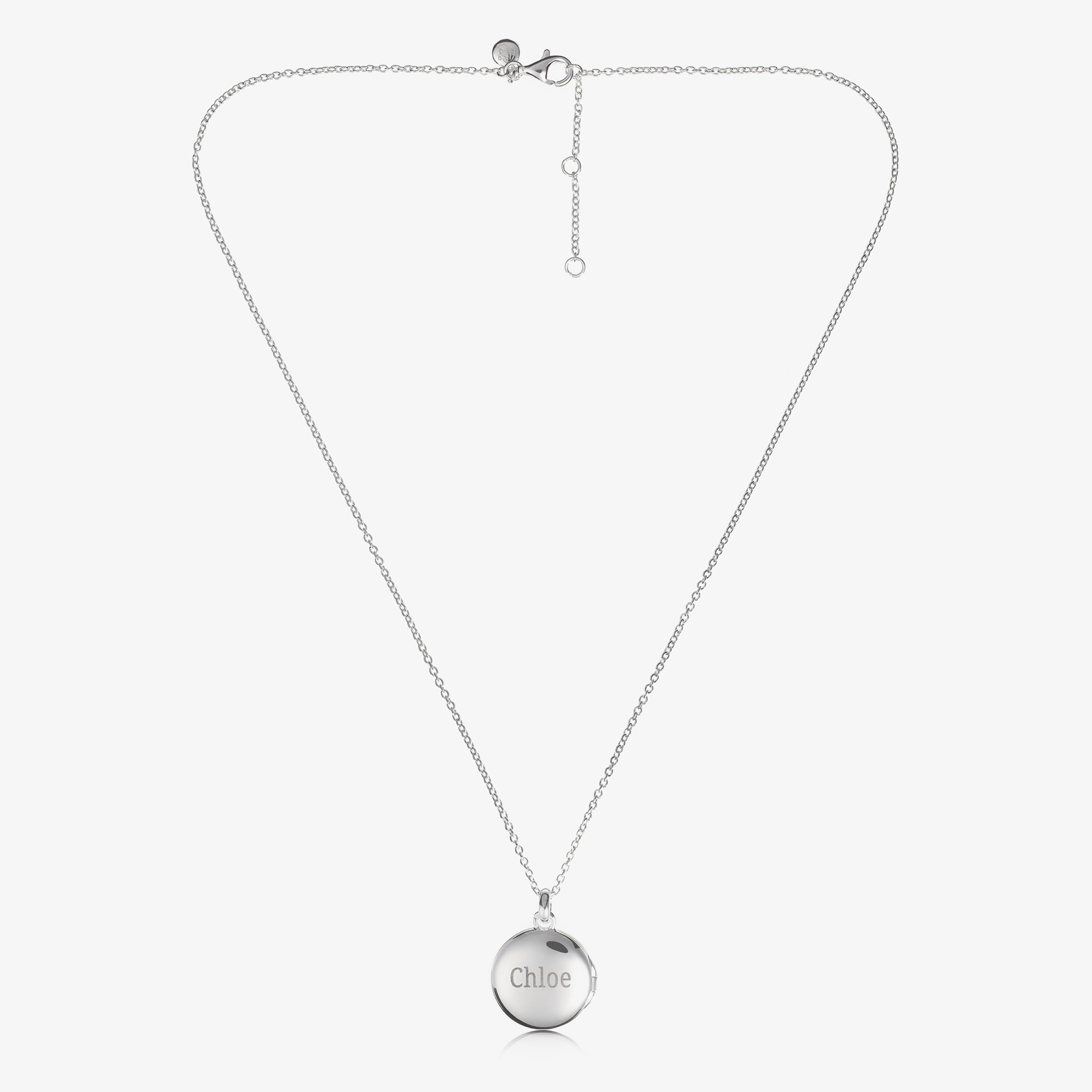 Silver Personalised Round Locket (38cm) - View 2
