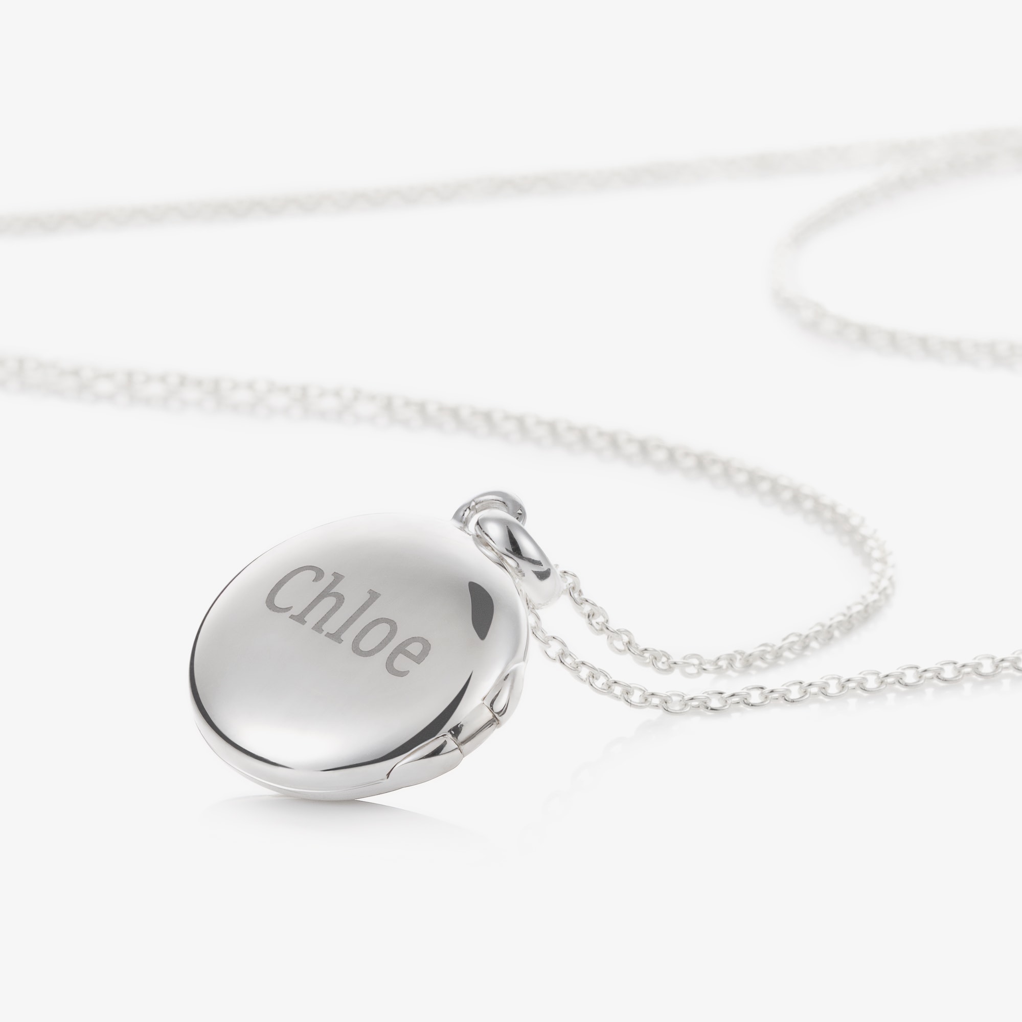 Silver Personalised Round Locket (38cm) - View 3