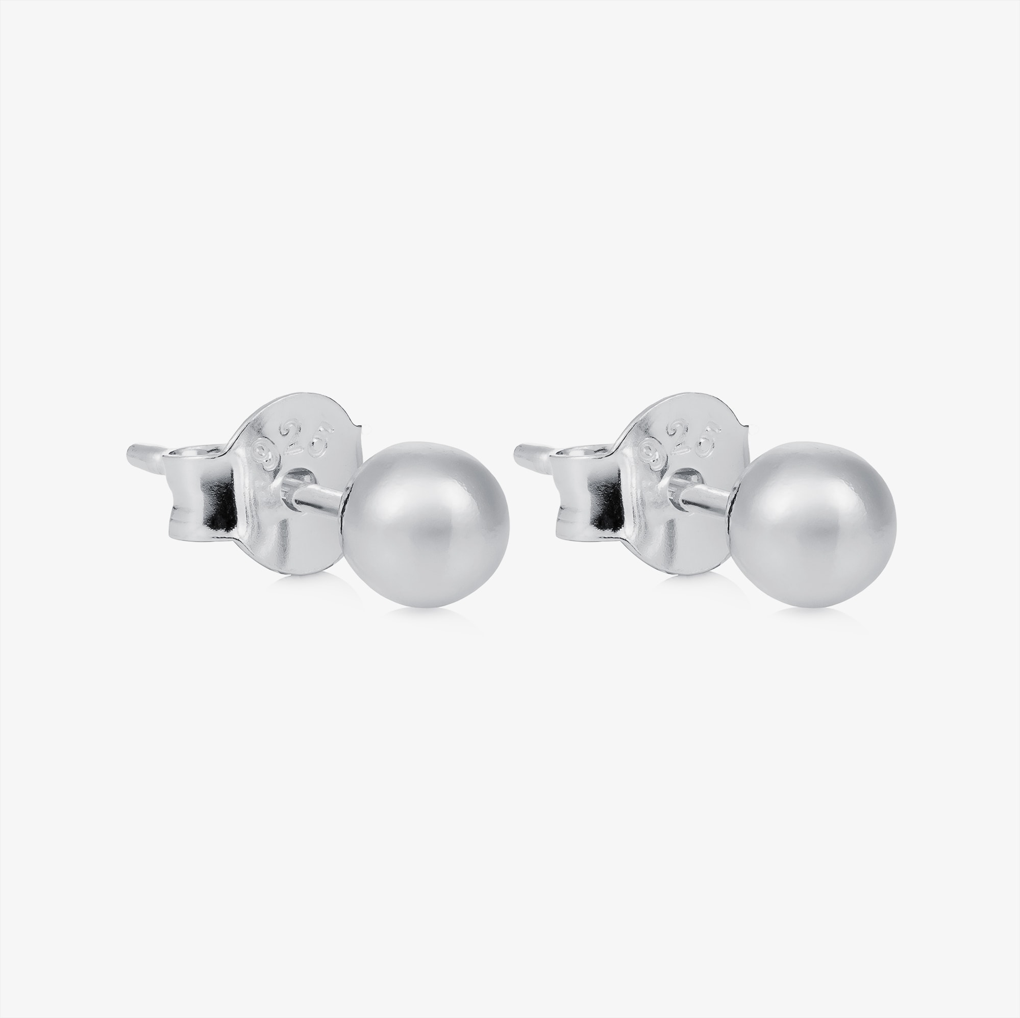 Sterling Silver 4mm Ball Stud Earrings - View 3